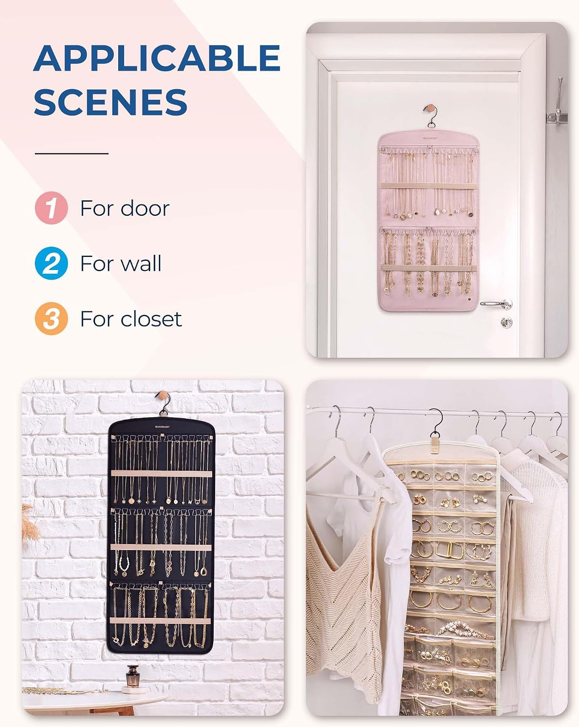 Detalle 2 de BAGSMART Hanging Jewelry Organizer, Beige