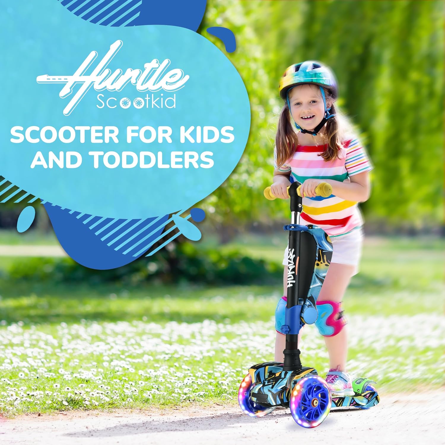 Detalle 2 de Hurtle 3-Wheeled Kids Scooter with LED Lights