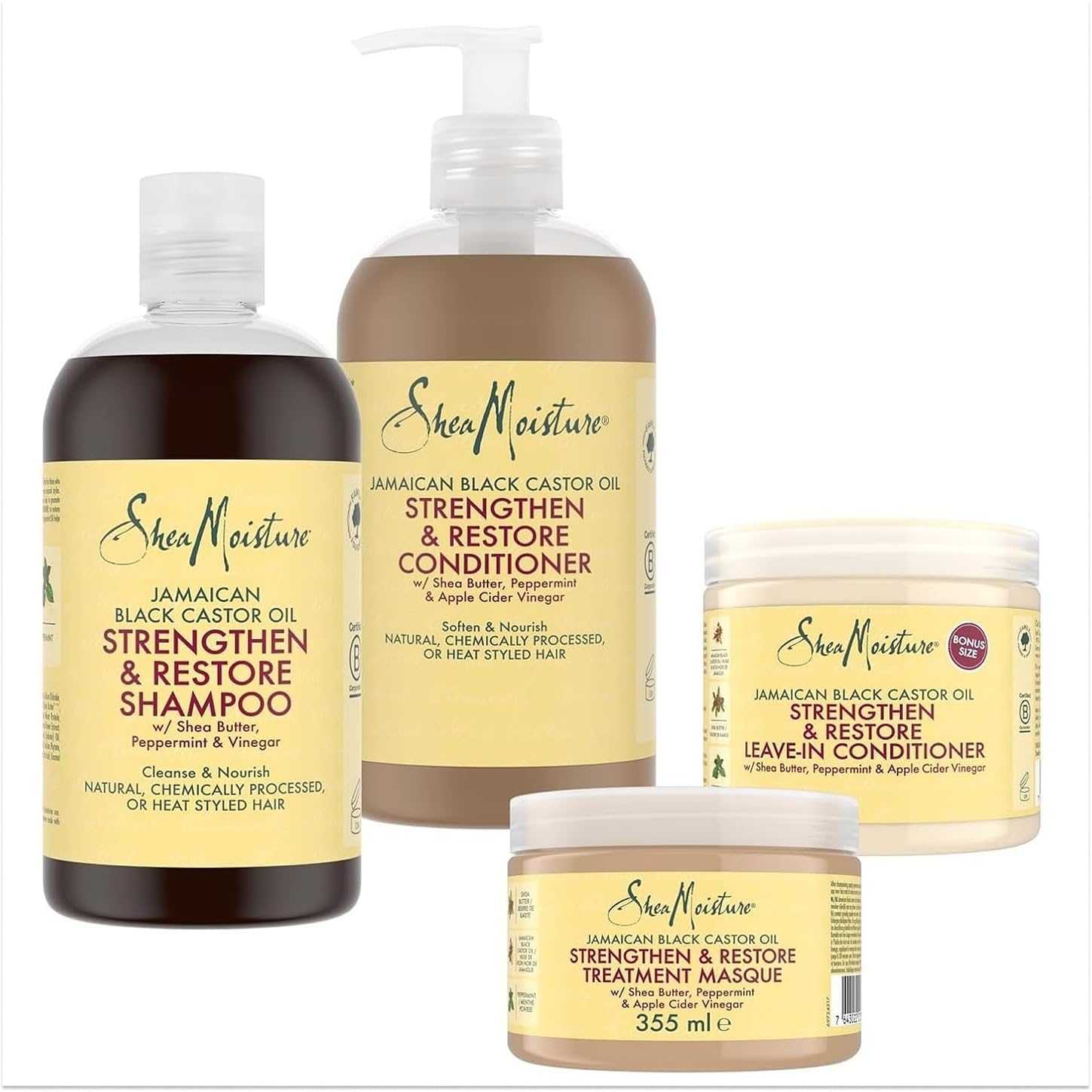 Thumbnail 6 de SheaMoisture Jamaican Black Castor Oil Strengthen & Restore Treatment Masque (Sheabutter/Pfefferminze/Apfelessig), 355 ml