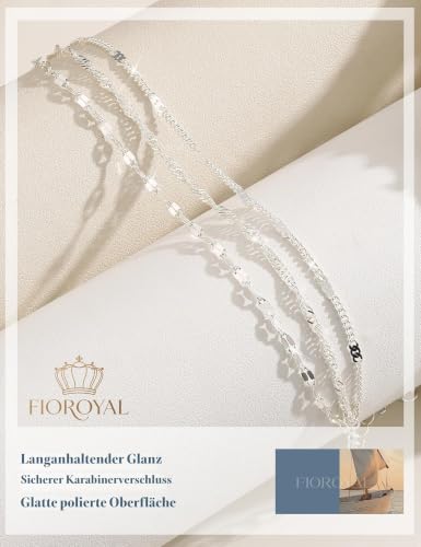 Detalle 2 de FIOROYAL Armband Damen 925 Silber — 3‑lagig, hypoallergen, robust & flexibel