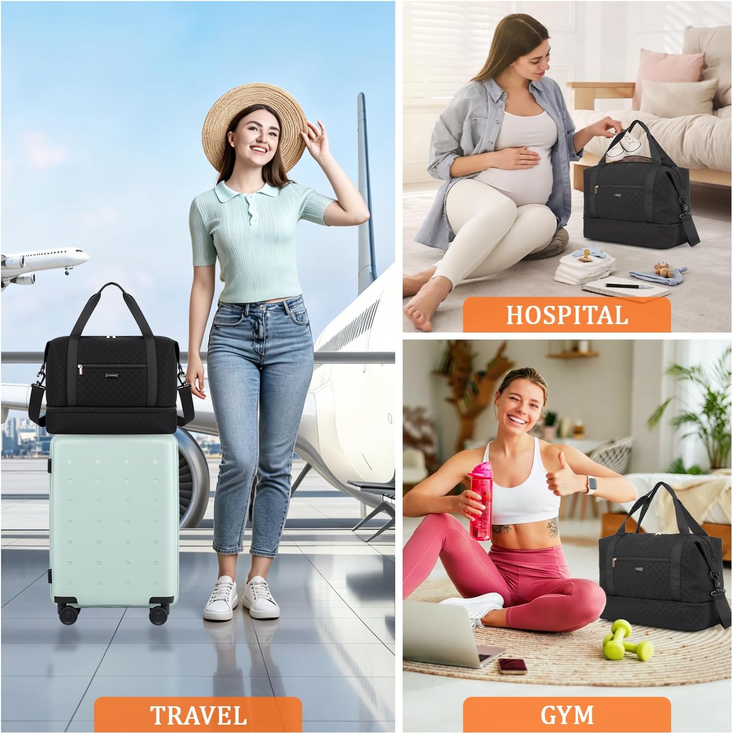 Thumbnail 5 de ETRONIK Easyjet Cabin Bag 45x36x20, 32L Travel Duffle with Shoe Compartment