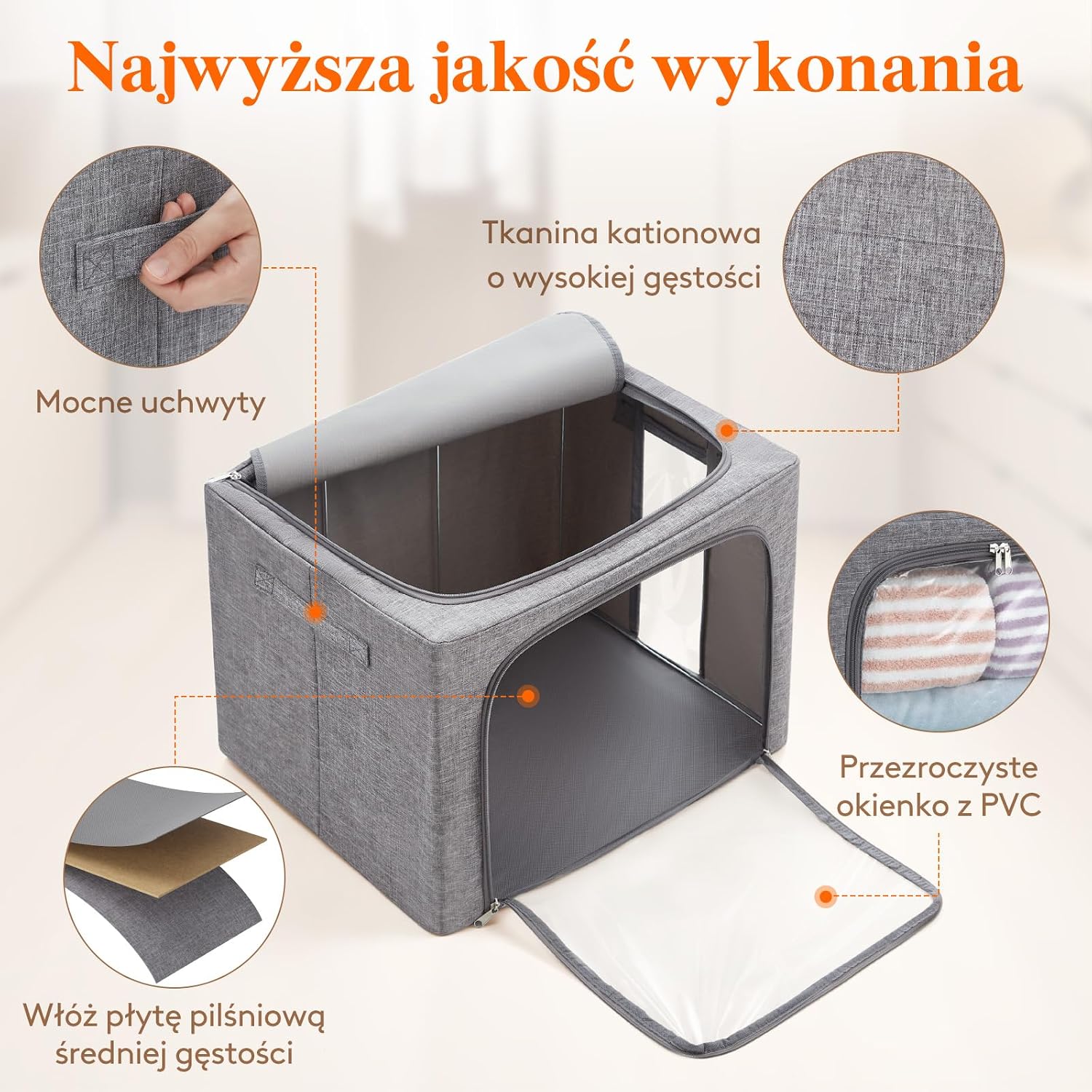 Detalle de Lifewit 23224 – składane pojemniki na ubrania 75 l ze stalową ramą