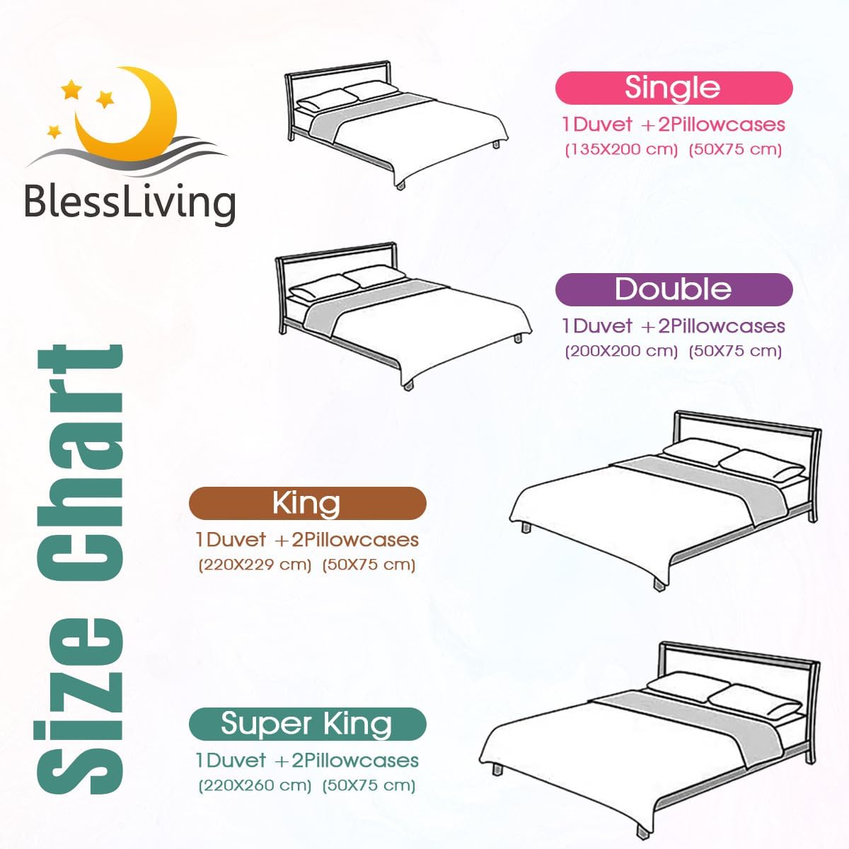 Thumbnail 5 de BlessLiving Duvet Cover Set: Pastel Ombre Marble Pink Blue (Double 3-Piece)