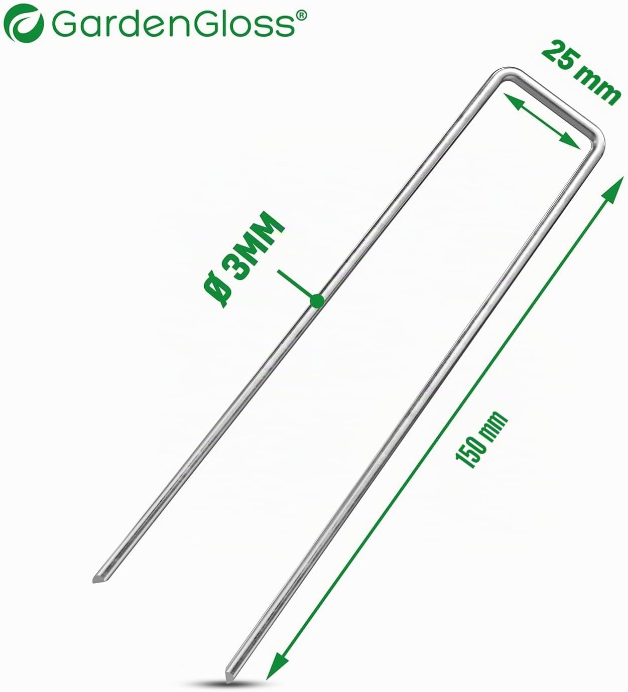 Detalle de GardenGloss Anti-Rost Erdanker aus Stahl (50 Stück) – 150 mm lang, 25 mm breit, Ø 3 mm