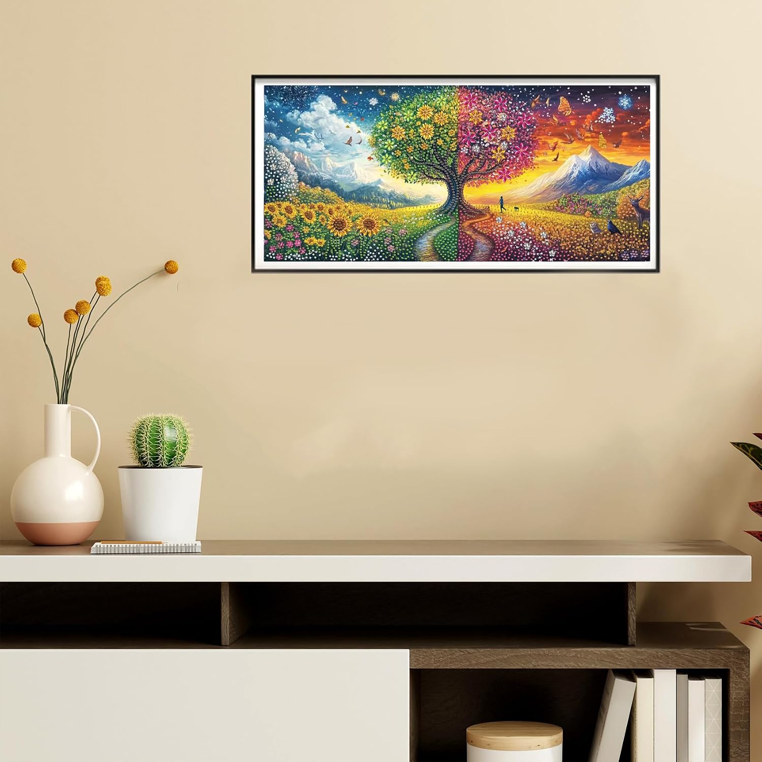 Detalle de Reofrey DIY Special Shape Large Diamond Art Kit — Tree and Landscape, 30x60cm