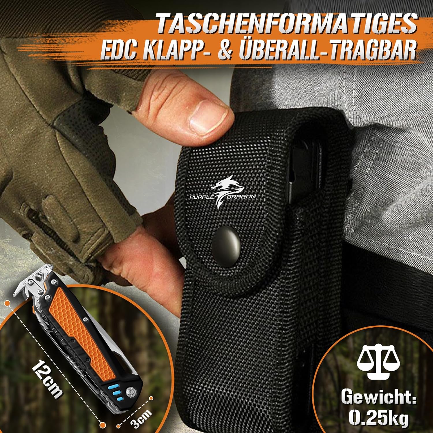 Thumbnail 4 de Purple Dragon 13‑in‑1 Multitool Klappmesser 13 Funktionen