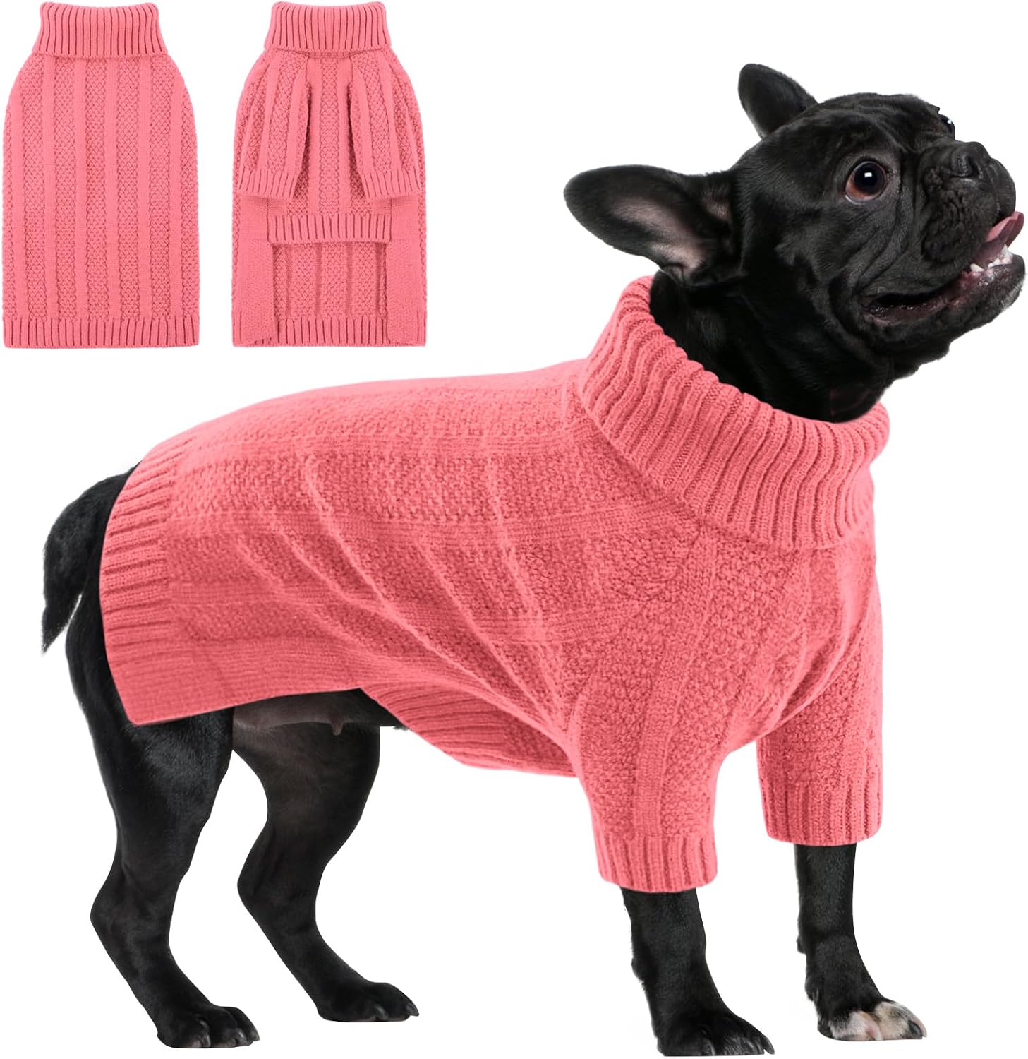 Detalle de Queenmore Dog Jumper Soft & Cozy Knitwear – Pink, Medium (M)