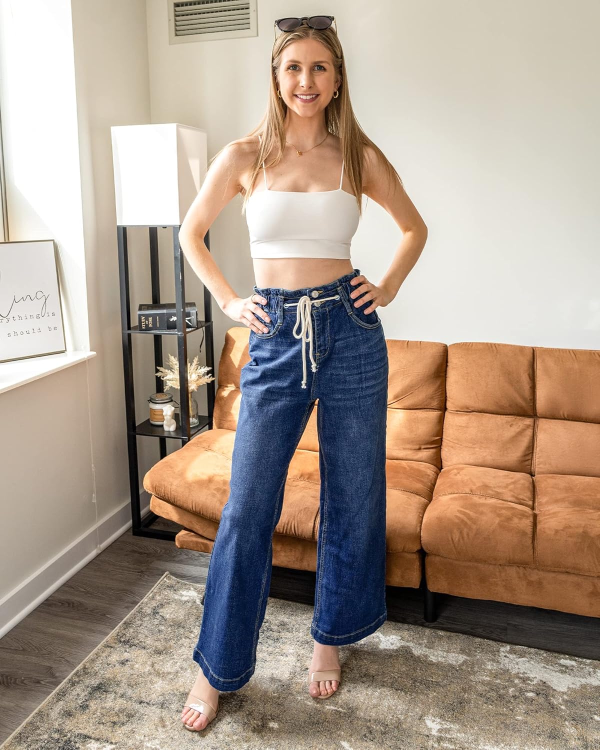 Thumbnail 6 de GRAPENT Wide Leg Bell Bottom Jeans for Women with Stretch & Elastic Drawstring Waist