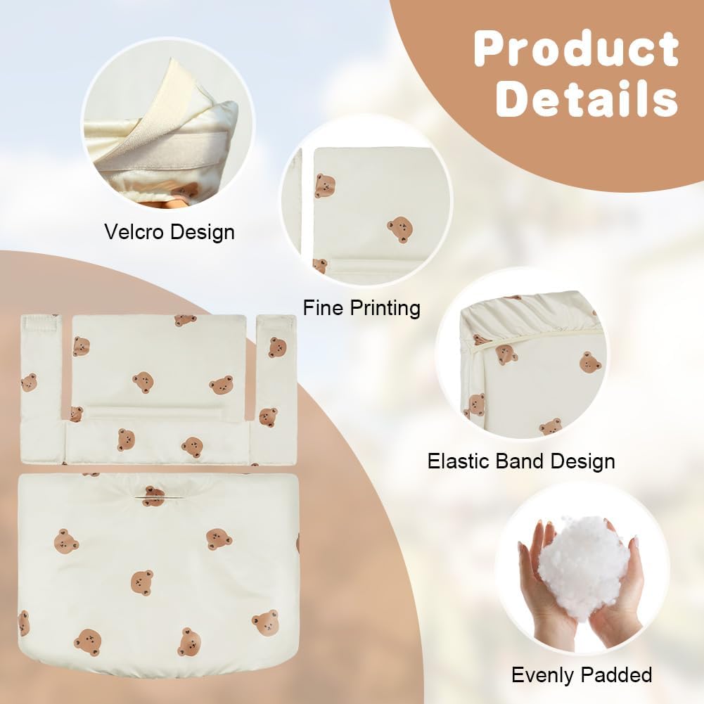 Detalle 2 de Vicloon 4834802 Bear High Chair Cushions, Cotton, Waterproof and Wipe-Clean