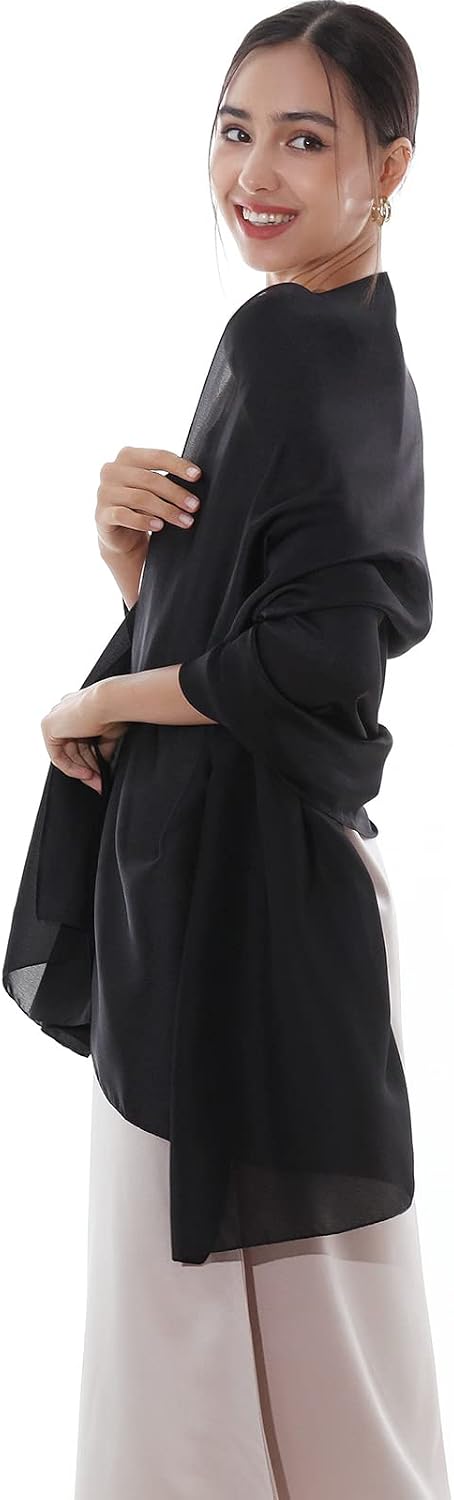Thumbnail 3 de RIIQIICHY foulard sciarpa in seta/pashmina da donna 180×90 cm per cerimonie, abiti da sera e matrimoni