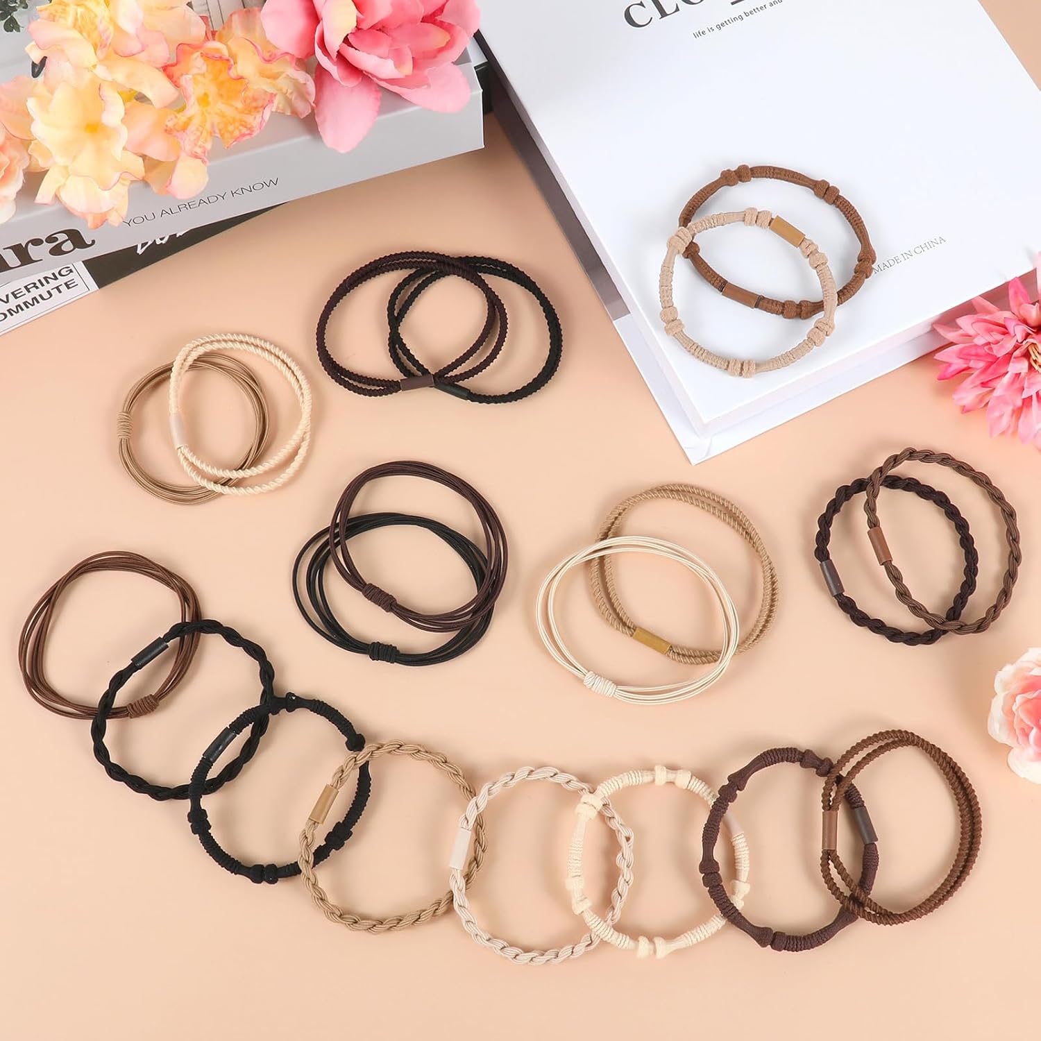 Detalle de OHCISP Cute Hair Ties, 20-Piece Boho Bracelet-Style Hair Accessories