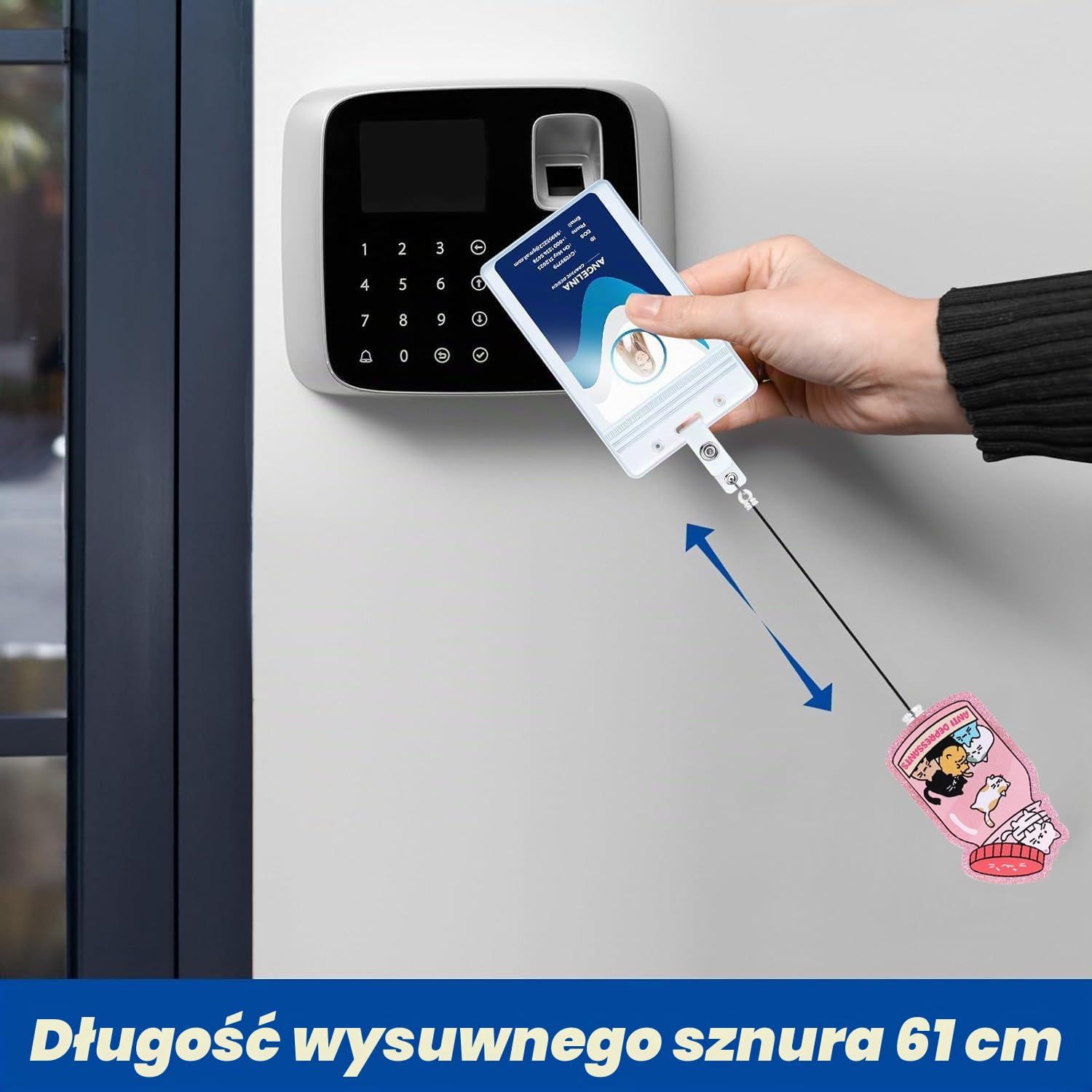Detalle 1 de Newplenty wysuwany uchwyt na identyfikator z akrylu, z klipsem i kotem