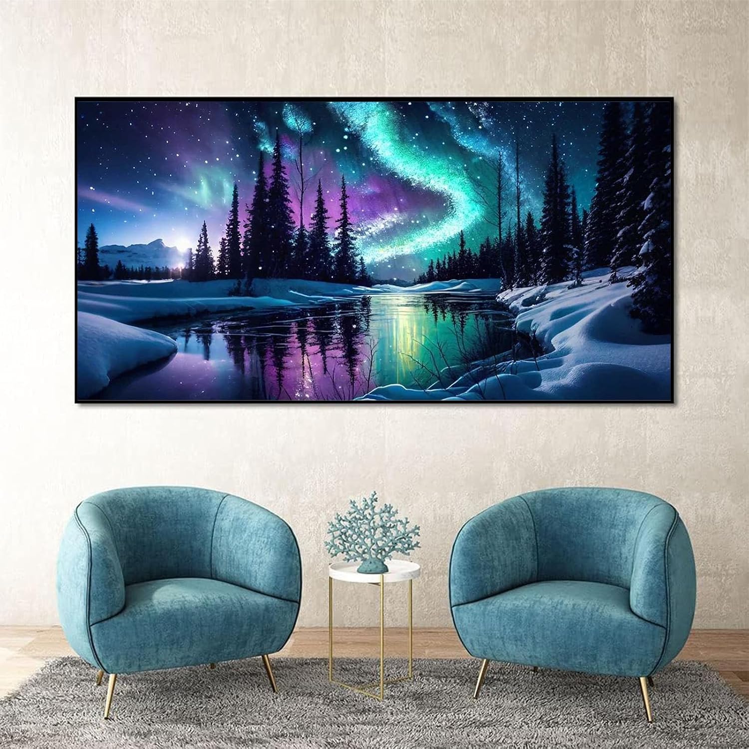 Detalle de Pujeknm 2er-Set Diamond Painting 30x60 cm – 5D Diamant Malerei Aurora