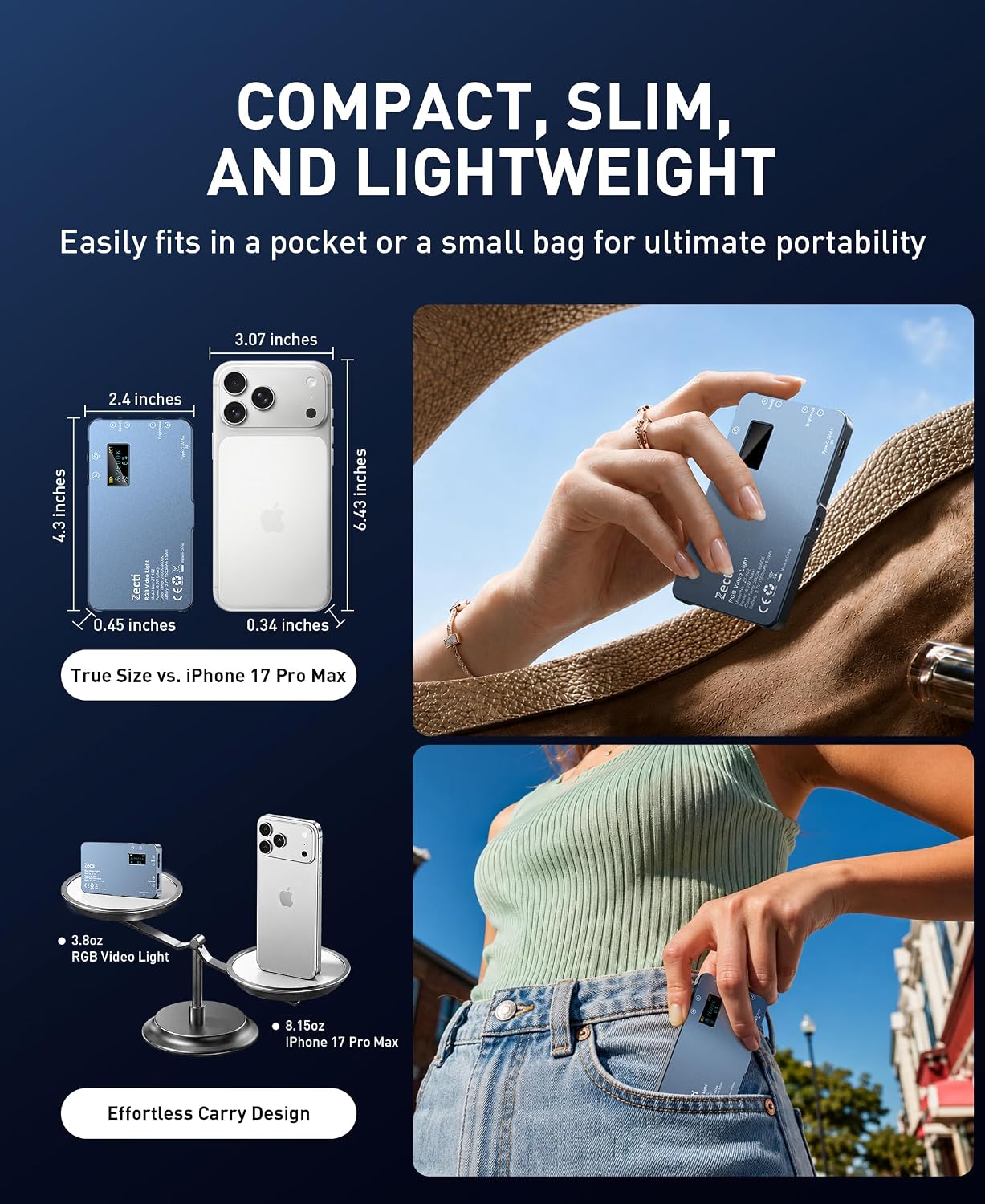 Thumbnail 6 de Zecti 96 LED RGB Phone Light with 2500K–8000K Color and 21 Effects