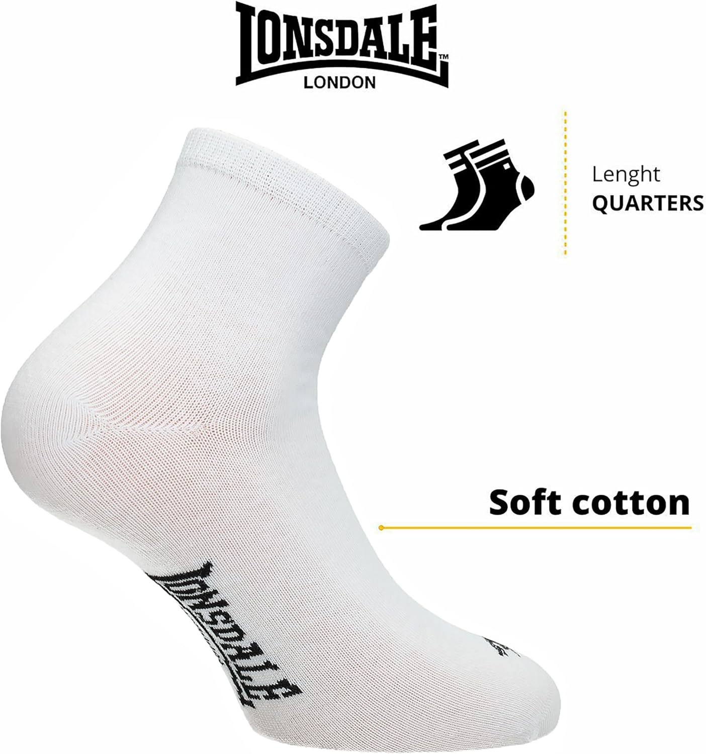 Thumbnail 2 de Lonsdale confezione da 6 paia di calzini corti quarter traspiranti in cotone (uomo/donna)