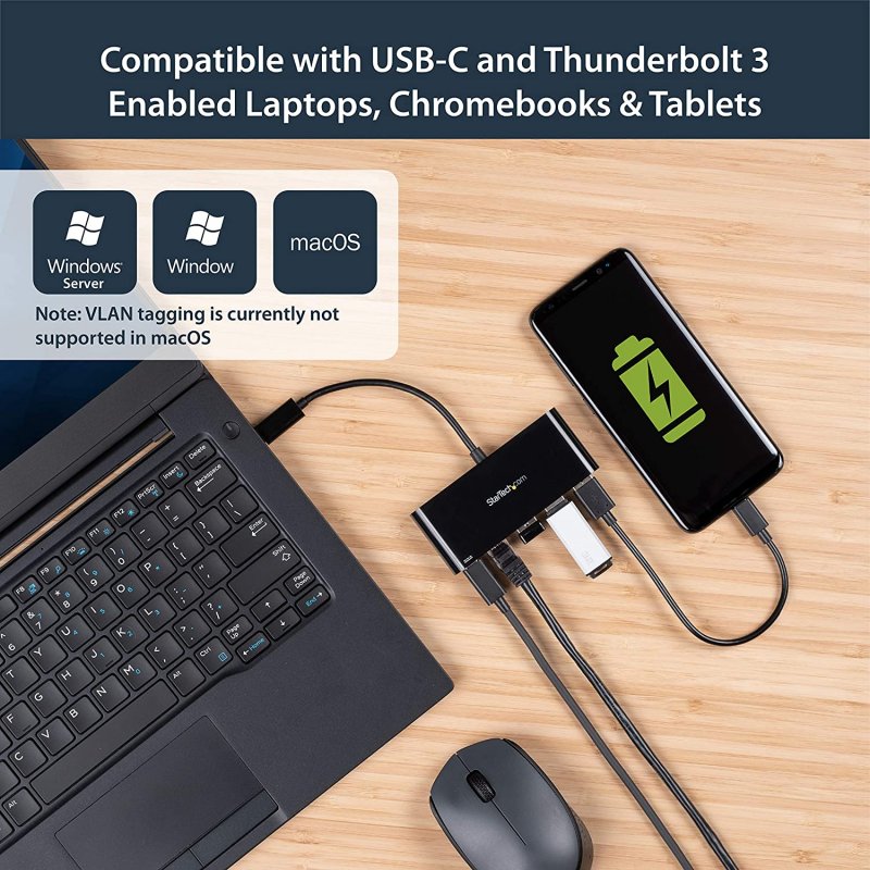 Thumbnail 1 de StarTech US1GC303APD: Hub USB-C con 3× USB 3.0, Ethernet y carga integrada