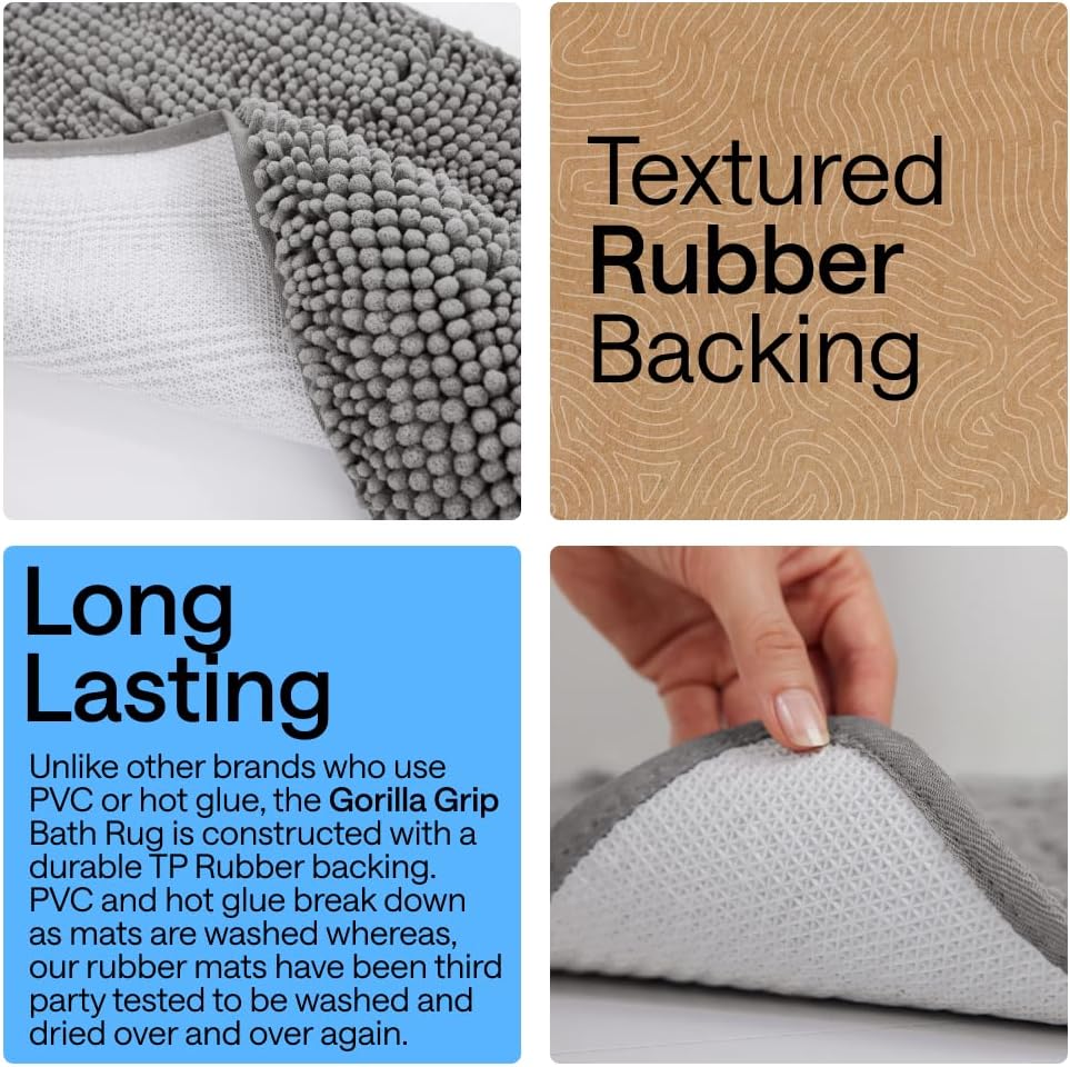 Thumbnail 2 de GORILLA GRIP Bath Rug Mat 24x17 Grey
