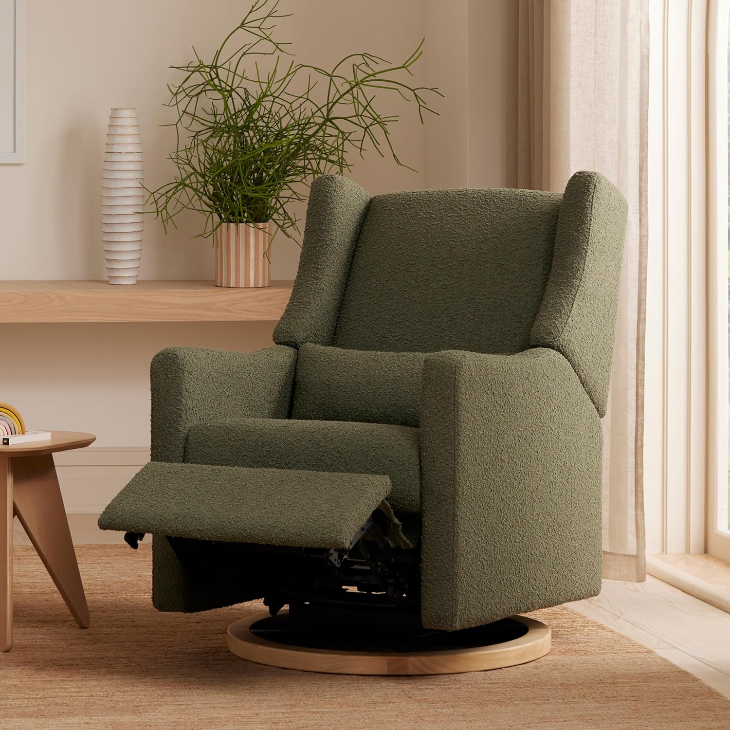 Detalle de Babyletto Electric Recliner Glider in Olive Boucle