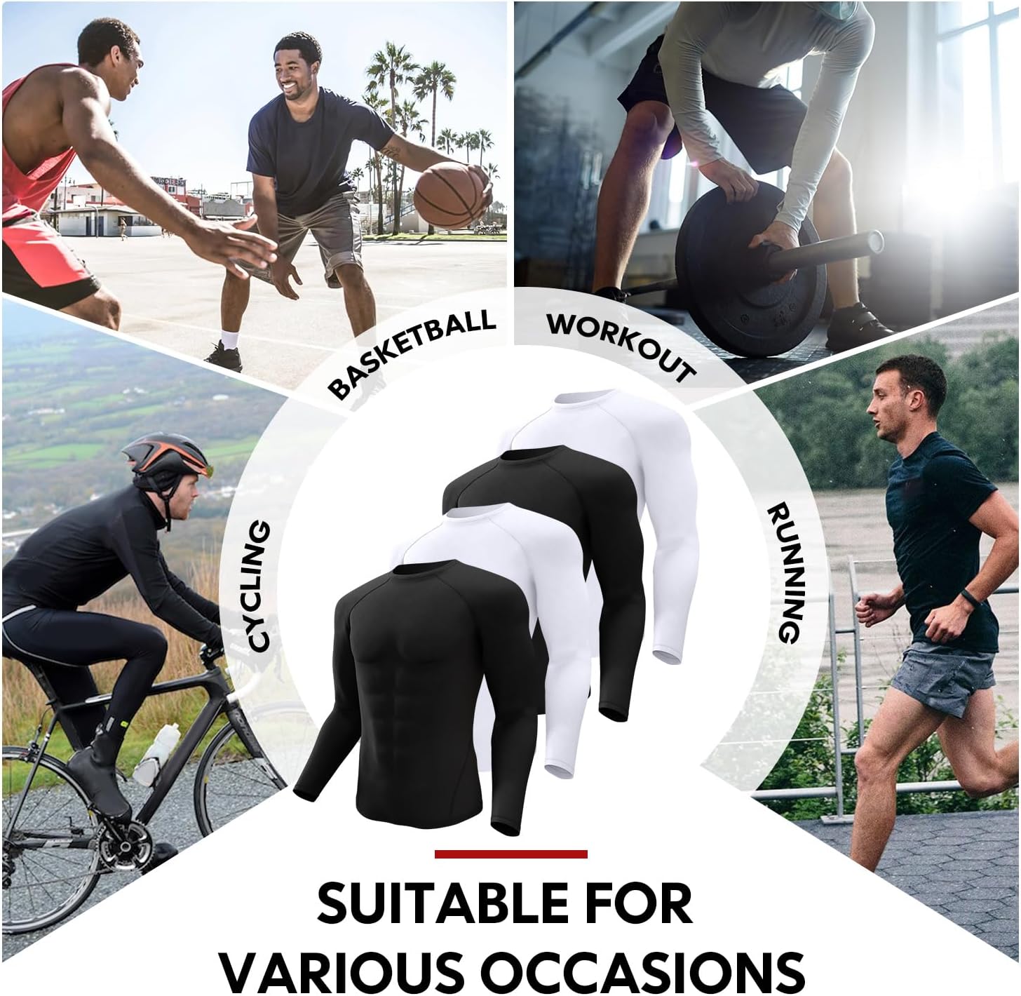 Detalle de Compression Shirts 4 Pack Cooling Dry for Men