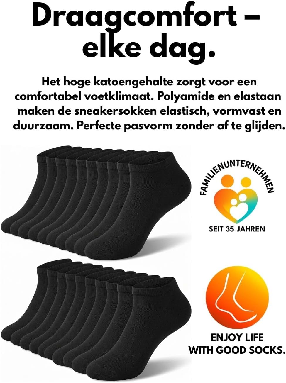 Detalle 2 de sockenkauf24 sneakersokken, 10 paar katoenmix voor dames en heren