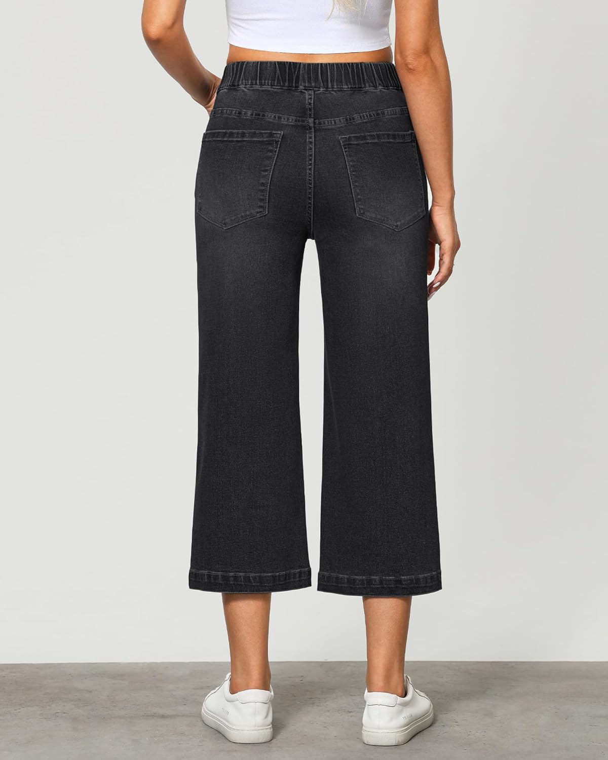 Thumbnail 1 de GRAPENT Capri Jeans for Women Wide-Leg High-Waisted Pull-On Stretch Denim