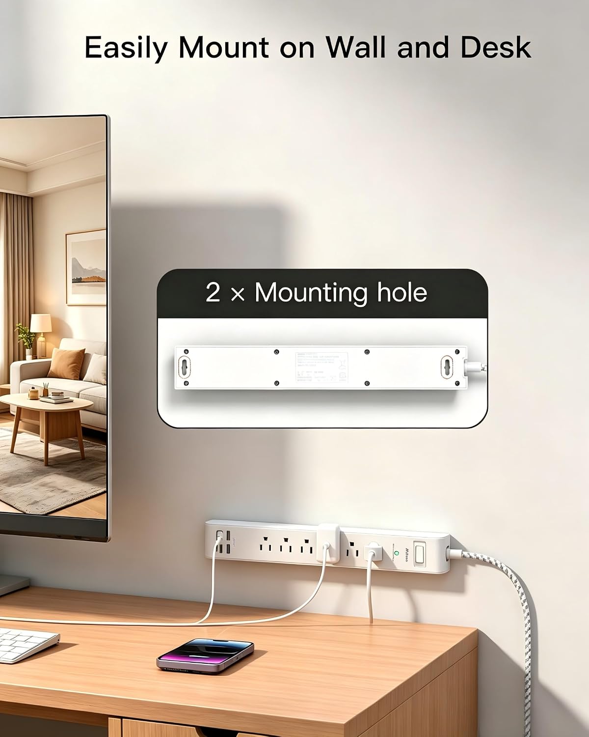Thumbnail 6 de Flat Plug Surge Protector Power Strip, 15-Foot Cord