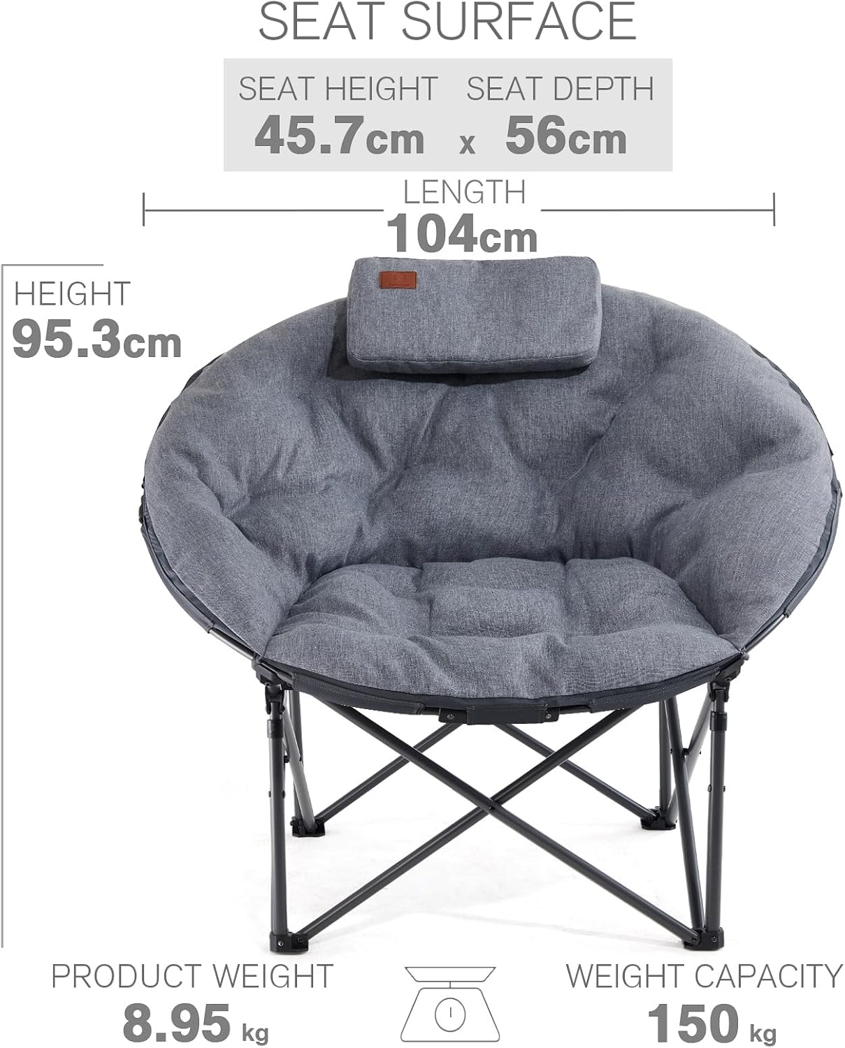Thumbnail 2 de EVER ADVANCED XL Moon Chair for Adults with 6cm padding (supports 150kg) – light grey
