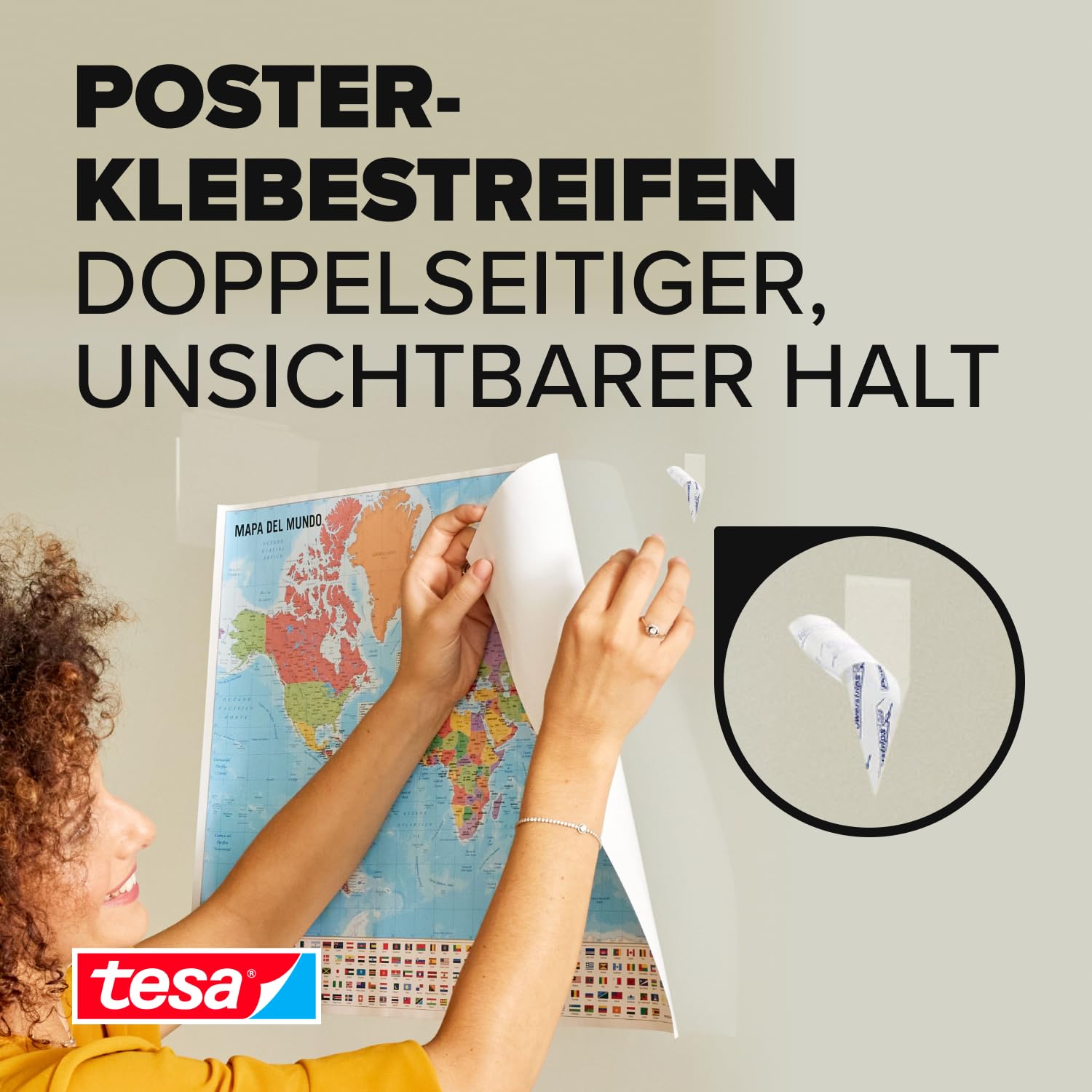 Detalle de tesa Powerstrips Poster Big Pack – Doppelseitige Klebestreifen für Poster, 96 Stück