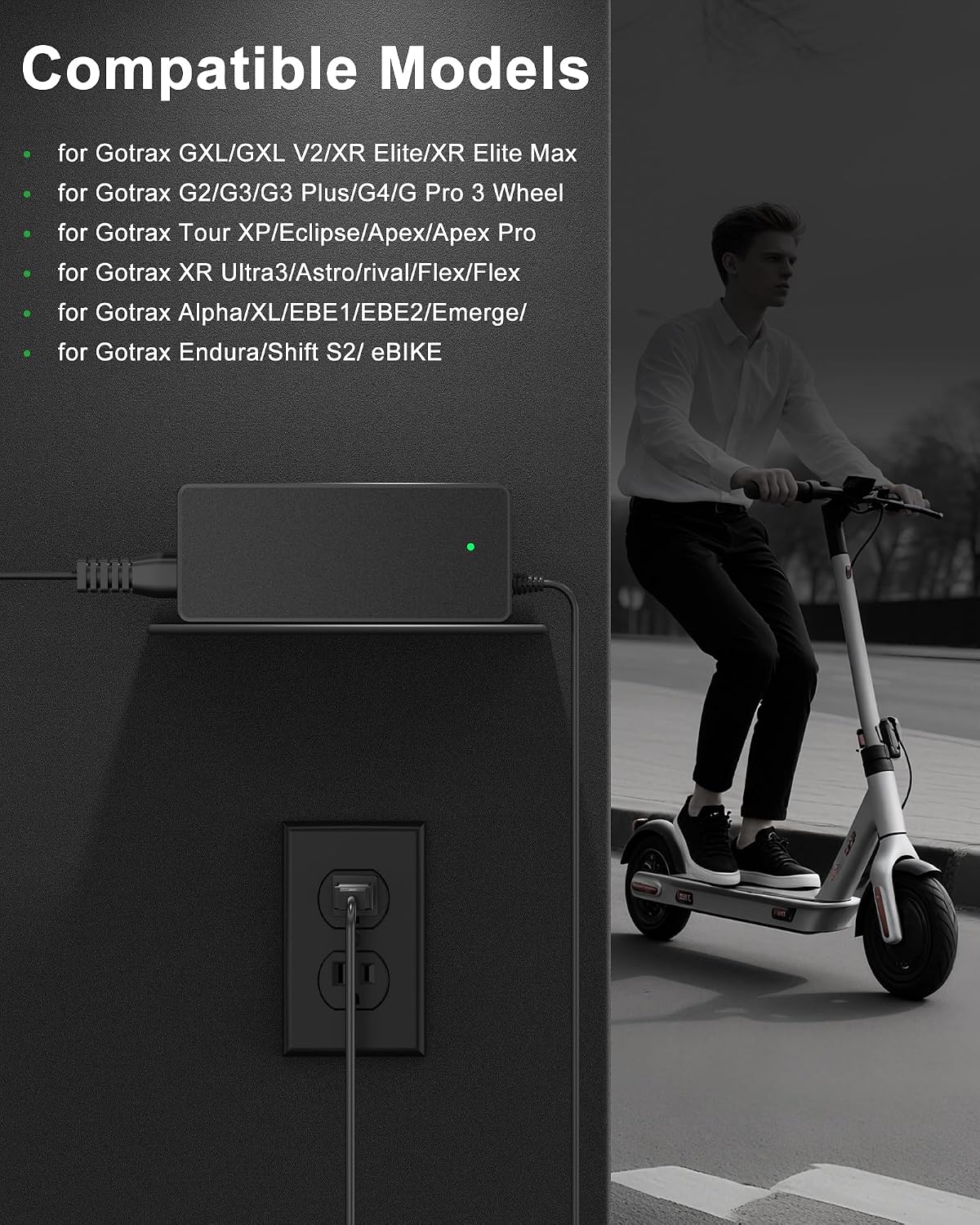 Thumbnail 2 de VHBW 42V 2A Electric Scooter Charger for GoTrax Series