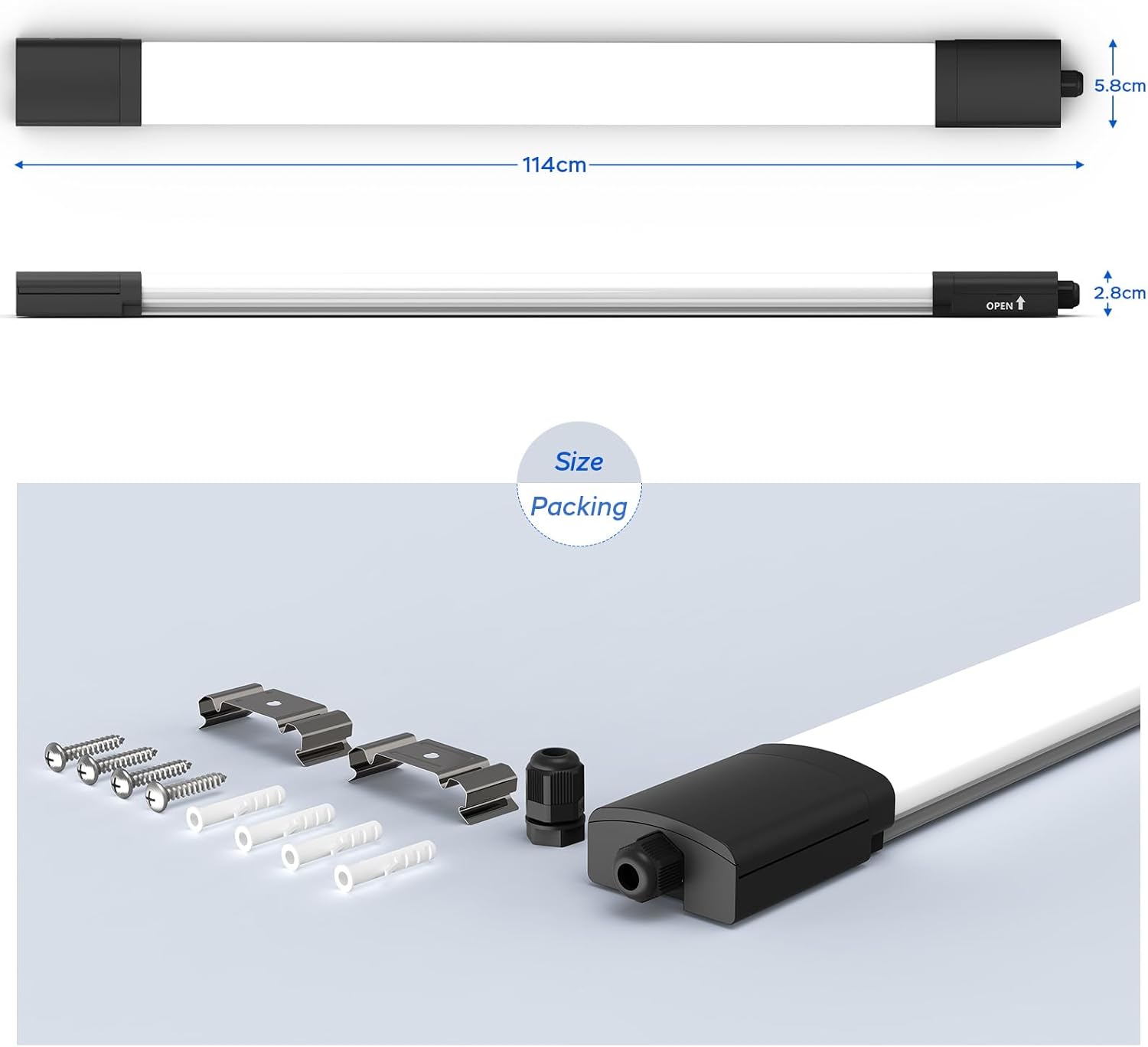 Thumbnail 5 de Amdelne LED Batten Light 120cm 36W daylight