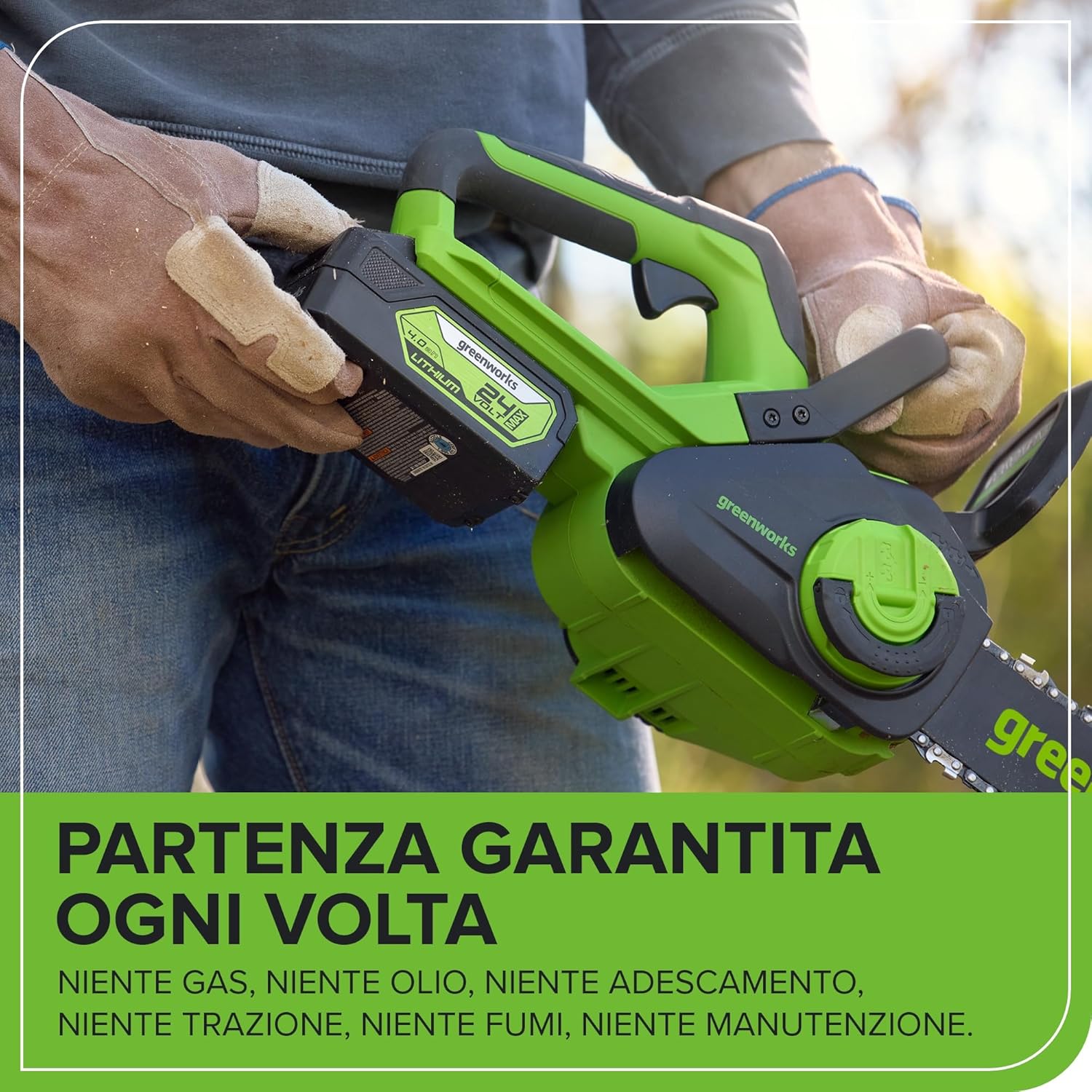 Thumbnail 4 de Greenworks GD24CS30 motosega a batteria 24V brushless, barra 30 cm (senza batteria e caricabatterie)