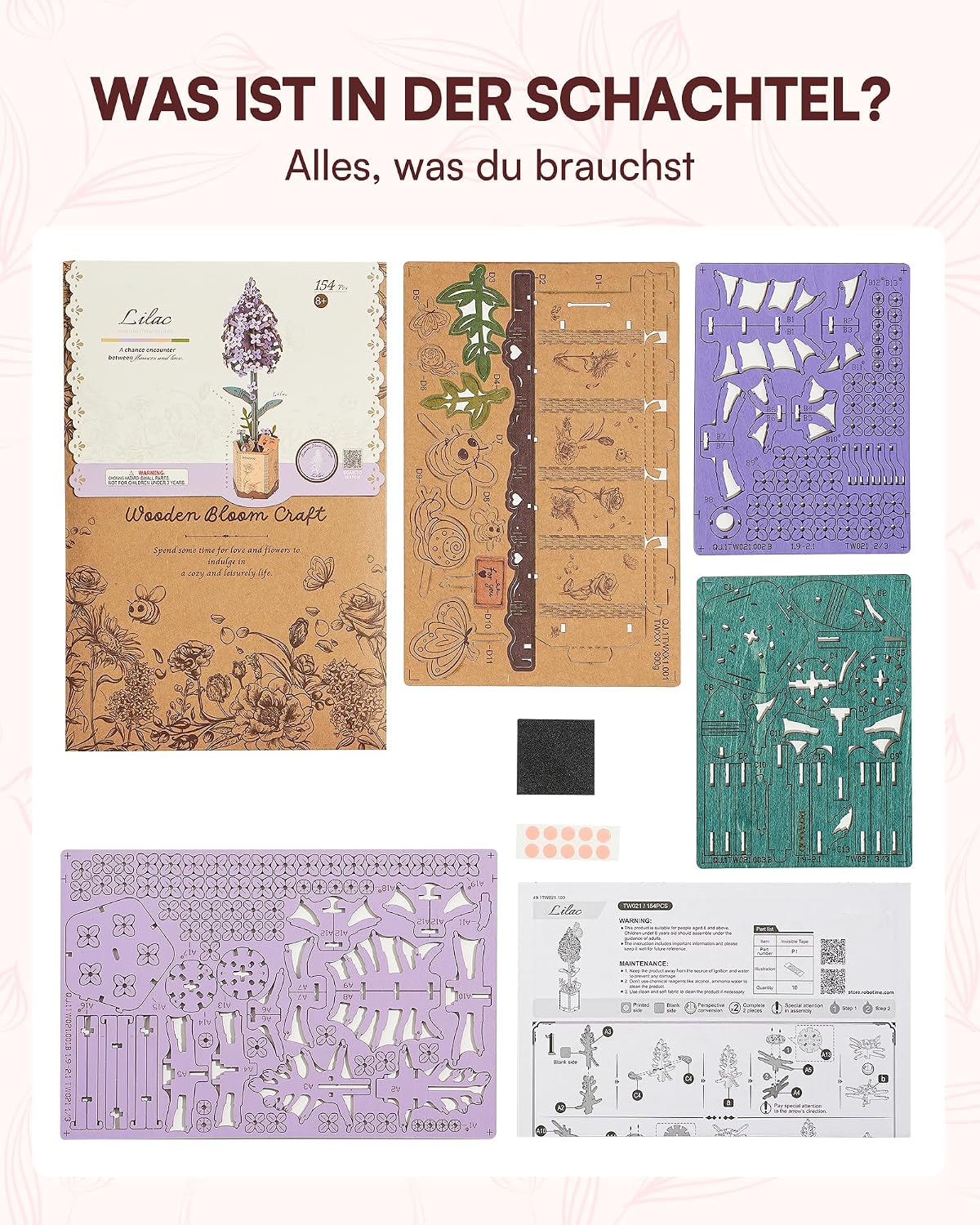 Thumbnail 6 de ROBOTIME Sakura Holzblumen Puzzle 3D