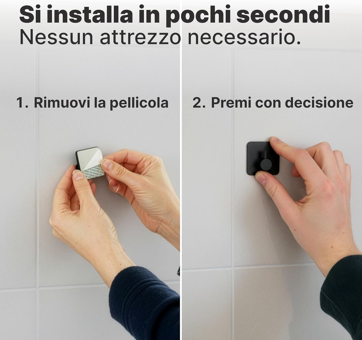 Detalle de Minismus Ganci da Parete Autoadesivi in Acciaio Inox – Set di 6 per Bagno, Ingresso e Soggiorno