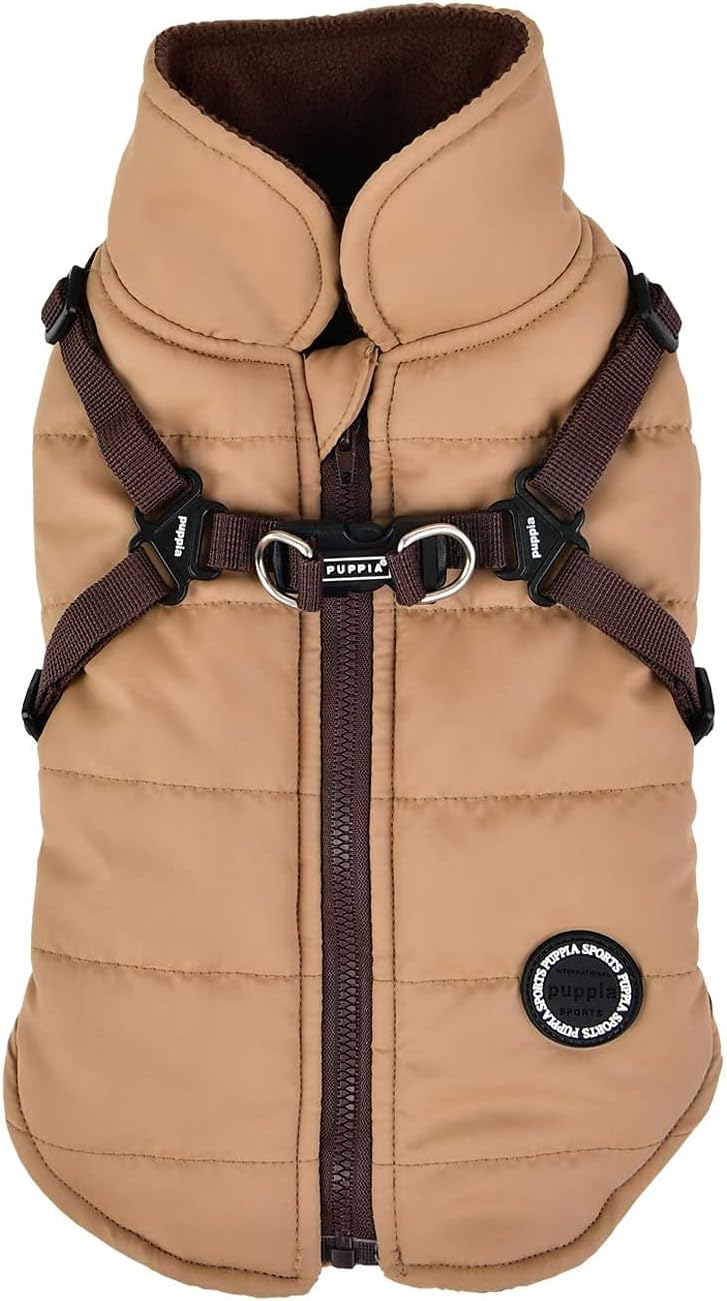 Detalle de Puppia Mountaineer II – beżowa kamizelka zimowa dla psa z uprzężą, M