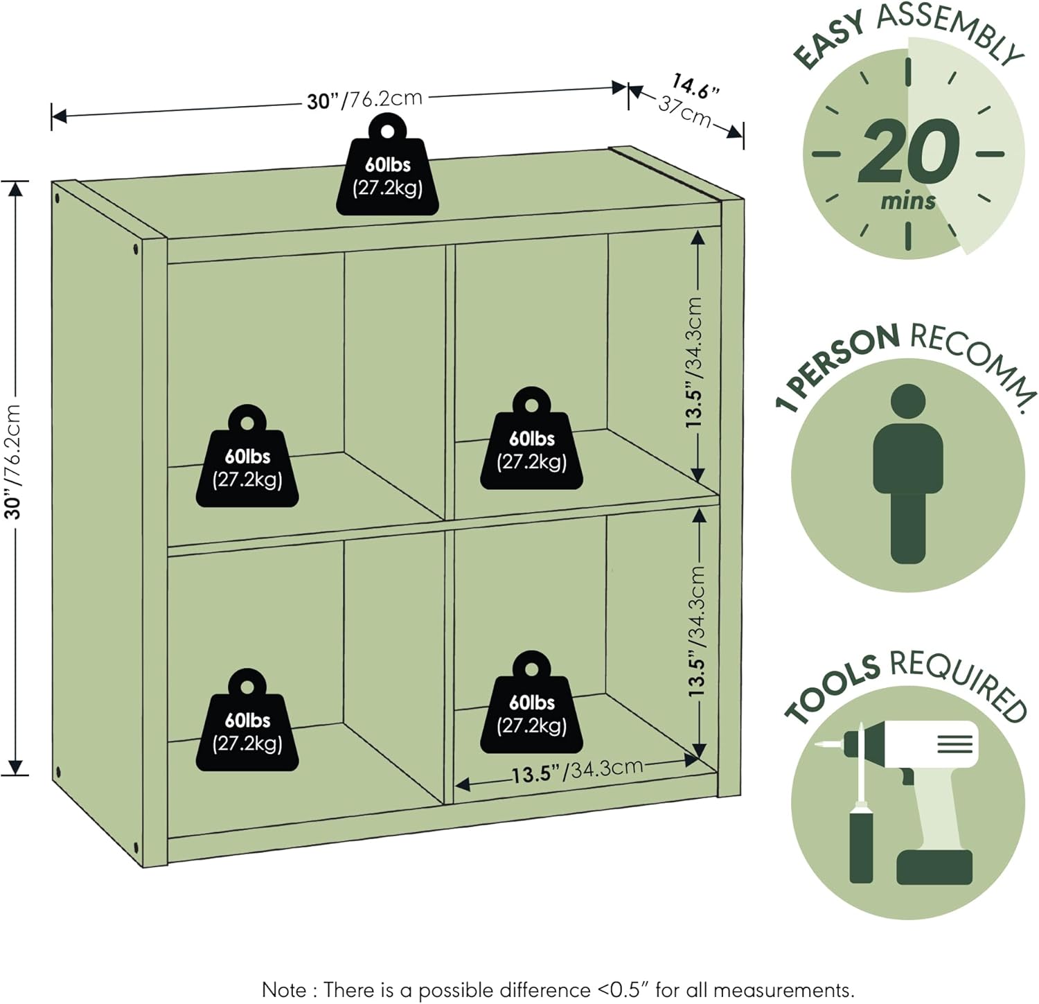 Thumbnail 2 de Furinno CUBICLE 4-Cube Bookshelf 14.6" x 30"