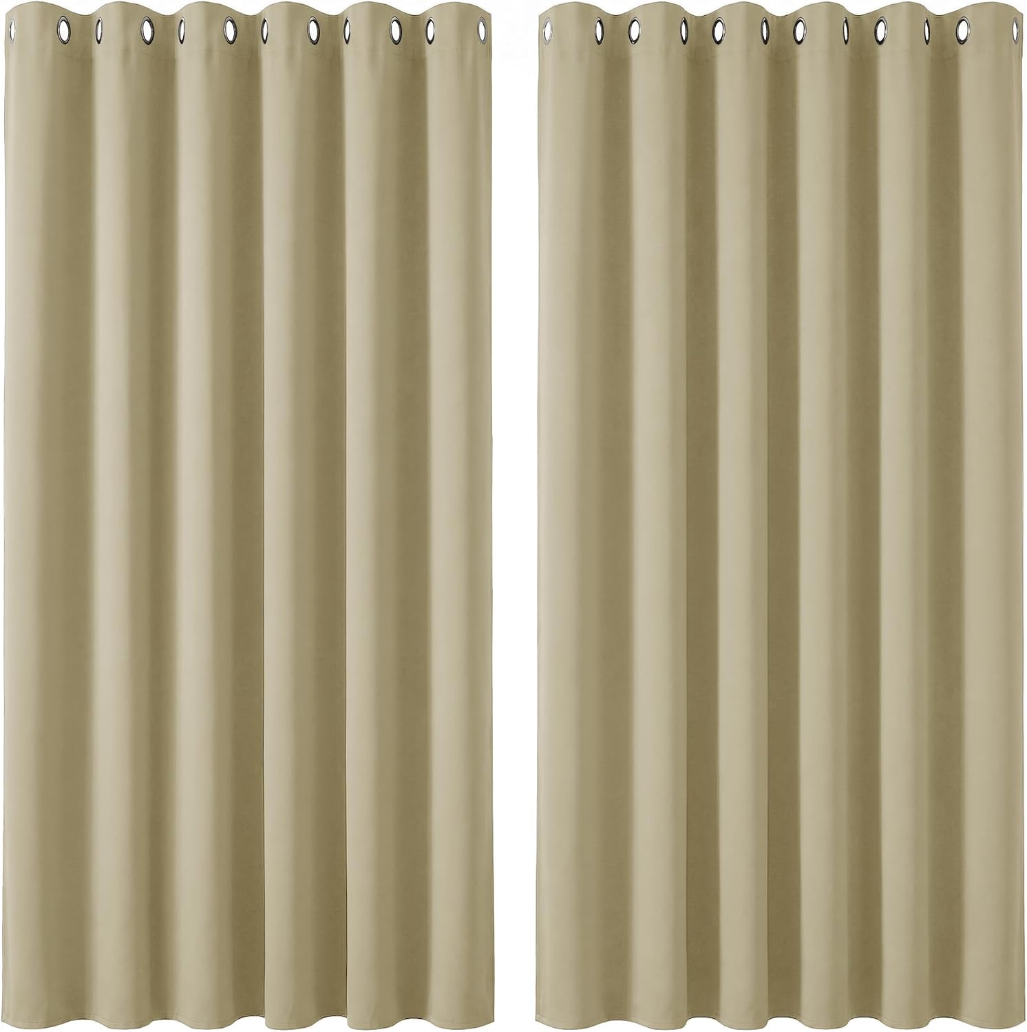 Detalle de Deconovo Thermal Insulated Wide Beige Curtains (1 Pair) – 90 x 72 Drop, Eyelet, Room Darkening, Energy Saving and Noise Reduction