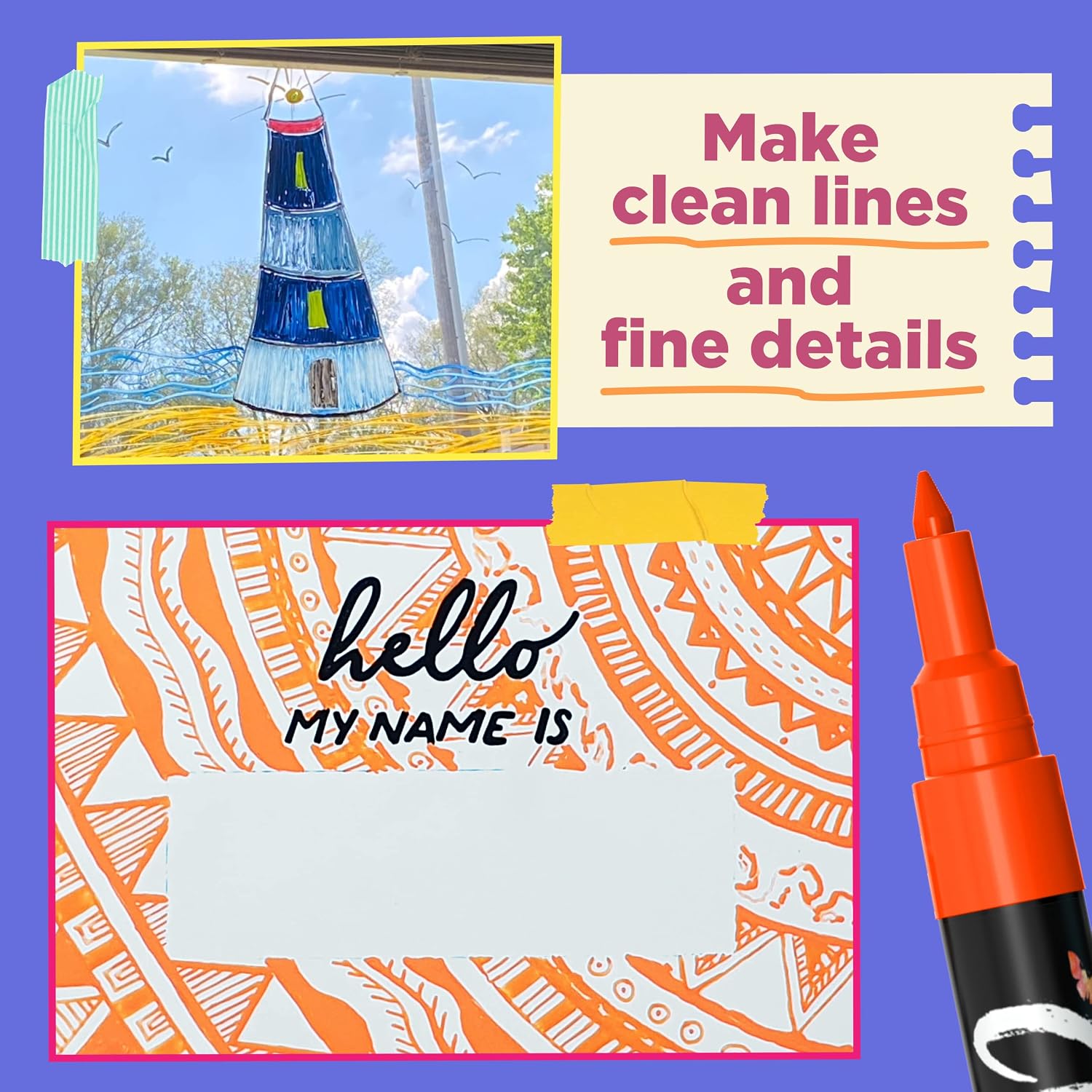 Thumbnail 3 de Chalkola Chalk Pens pack of 40 (Neon, Classic & Metallic) – extra fine 1mm liquid chalk markers for non-porous surfaces