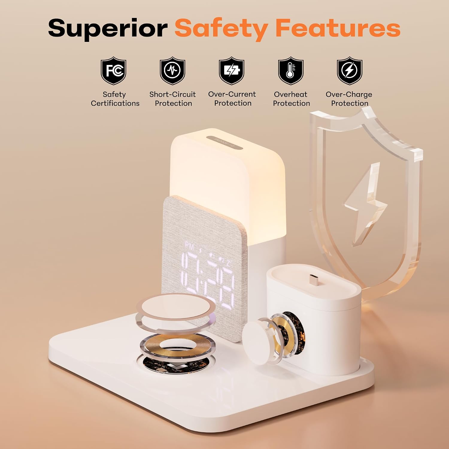 Thumbnail 6 de COLSUR 6 in 1 Magnetic Wireless Charging Station with Alarm Clock and Night Light
