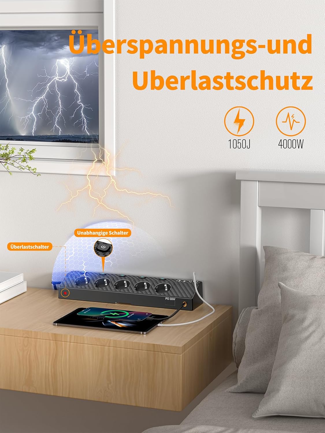 Thumbnail 3 de PASSUS 10‑in‑1 Tischsteckdose mit 2 USB‑C (30W) 🔌