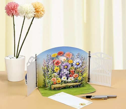 Detalle de CUTPOPUP Jardín de flores mixtas 3D - Tarjeta Cumpleaños y Día de la Madre | CUT POPUP.COM