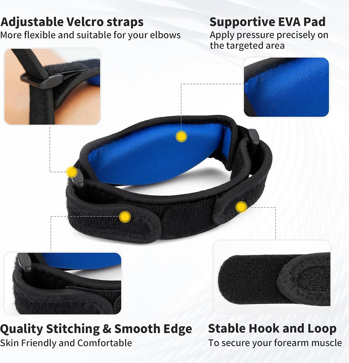 Detalle de CAMBIVO NS55 Tennis Elbow Brace, Adjustable Double Strap, EVA Pad, 2-Pack