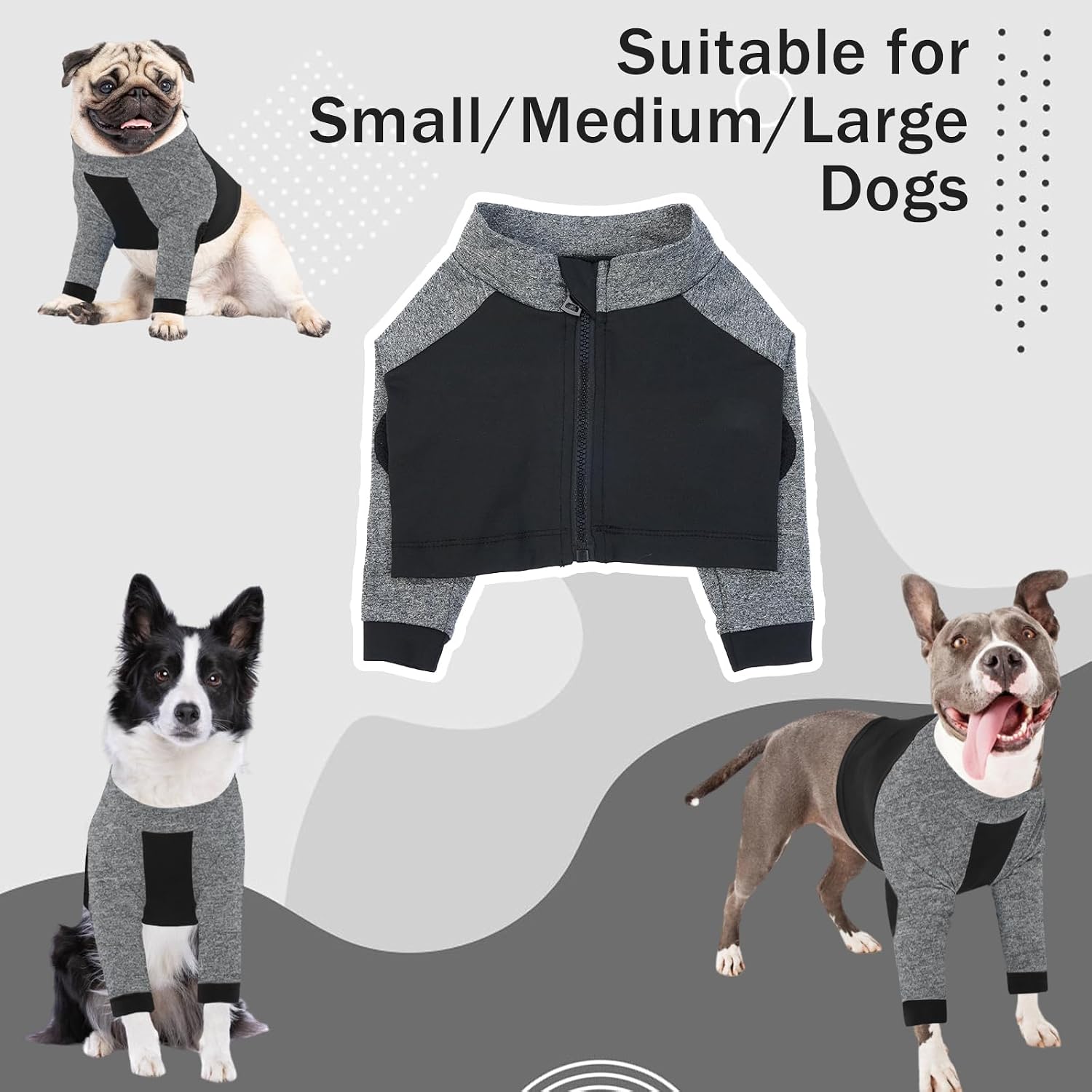 Detalle de LeLePet Dog Surgical Bodysuit: Front Leg Recovery Wear for Wound Protection