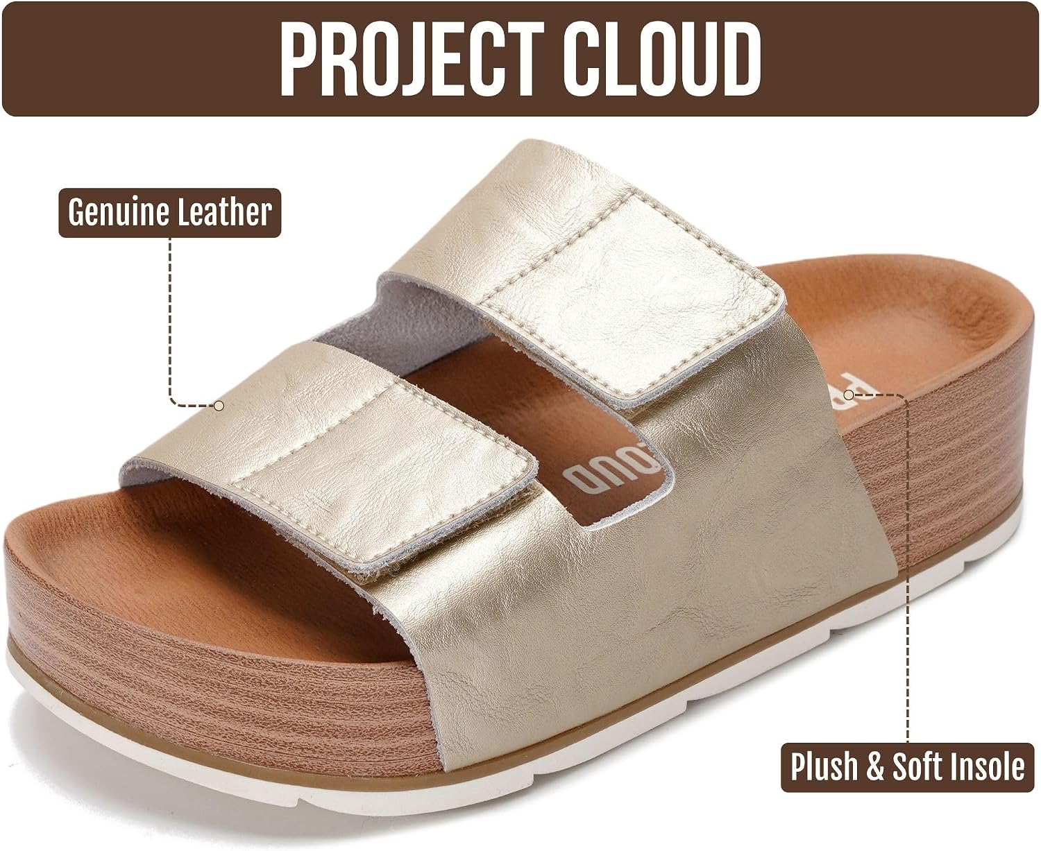 Thumbnail 2 de Project Cloud 100% Genuine Leather Platform Sandals for Women