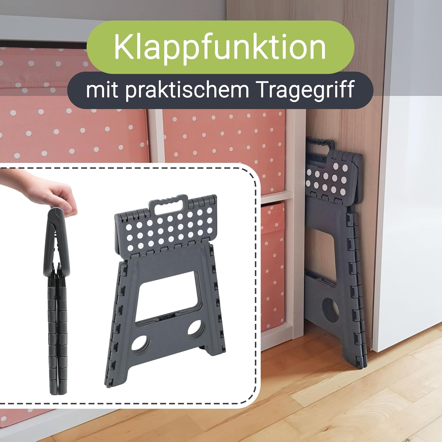 Thumbnail 2 de ZOLLNER Tritthocker faltbar – Klapphocker bis 120 kg, 39 cm, anthrazit