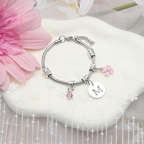 Detalle 1 de KJKJKJ lot de 26 bracelets à lettre initiale, pendentif rose réglable