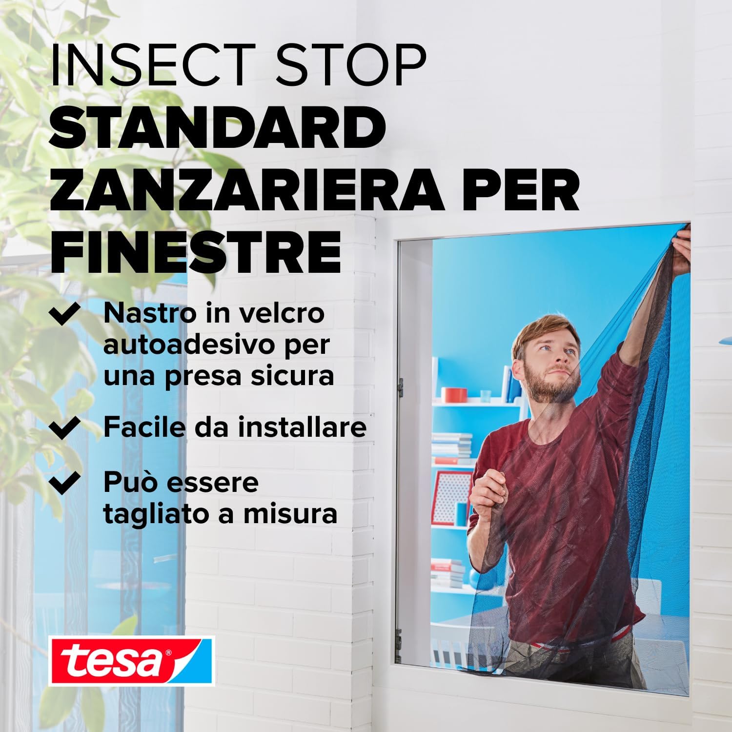 Detalle de Tesa Insect Stop Zanzariere Attacca & Stacca Standard per finestre, 130 x 150 cm, bianco