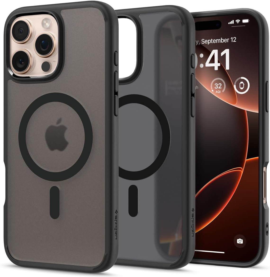 Detalle de Spigen Ultra Hybrid MagFit pour iPhone 16 Pro Max (MagSafe) – coque semi-transparente Frost Noir