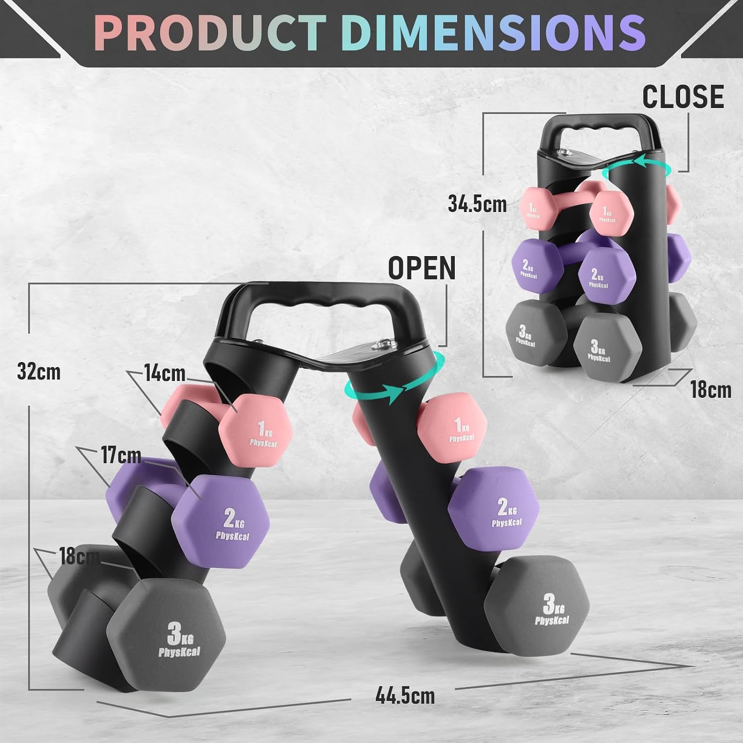 Thumbnail 5 de PhysKcal Dumbbells Set 1–3 kg