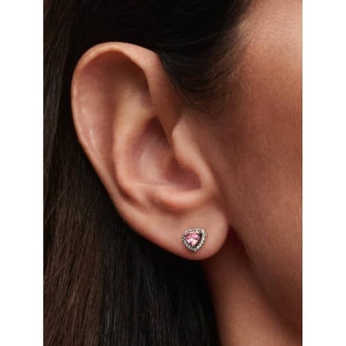 Detalle 2 de Pandora Erhabenes rosafarbenes Herz Ohrstecker 298427C02 – 925-Sterling