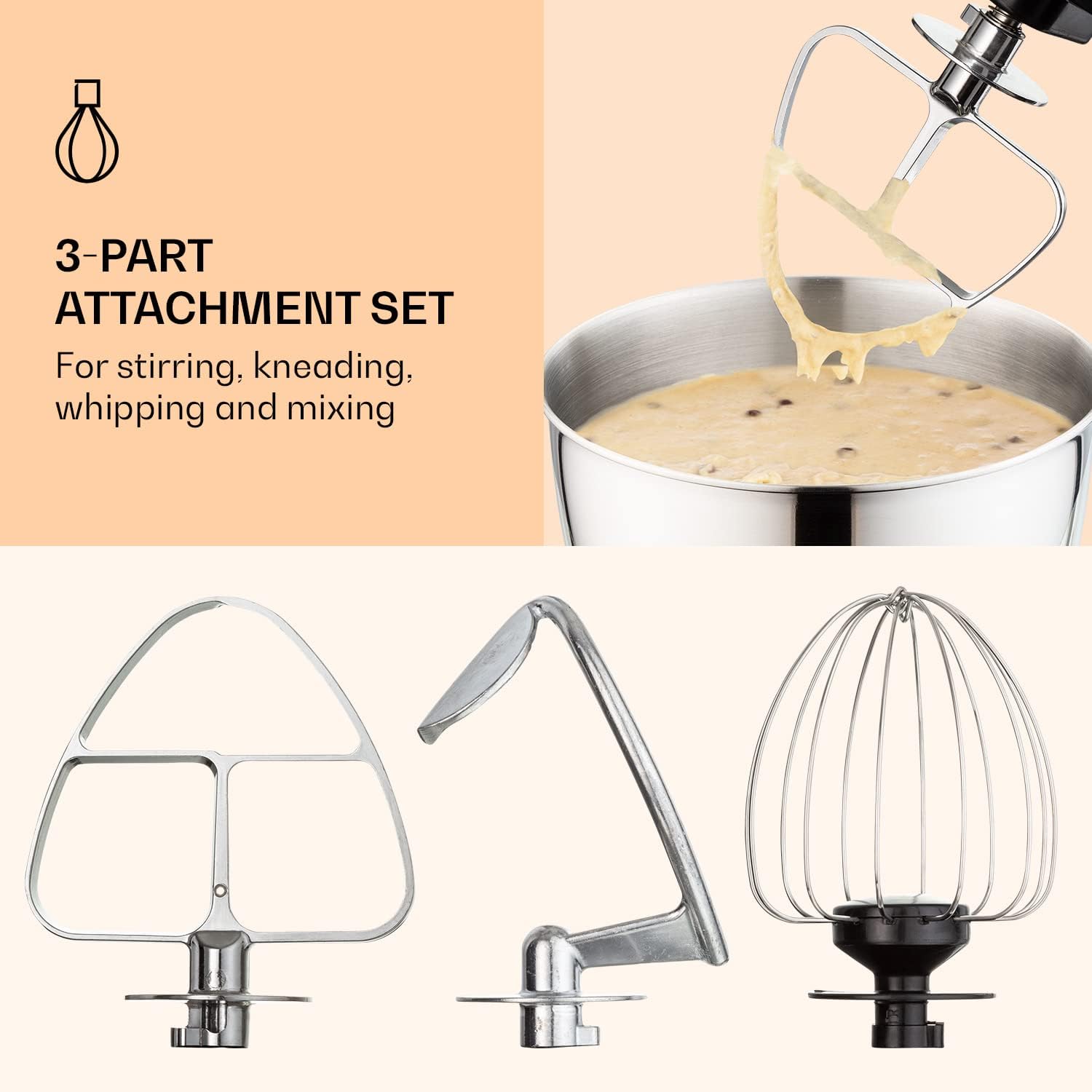Detalle 2 de Klarstein Bella TK2-Bellaminicream köksmaskin, 1200 W och 4 l skål